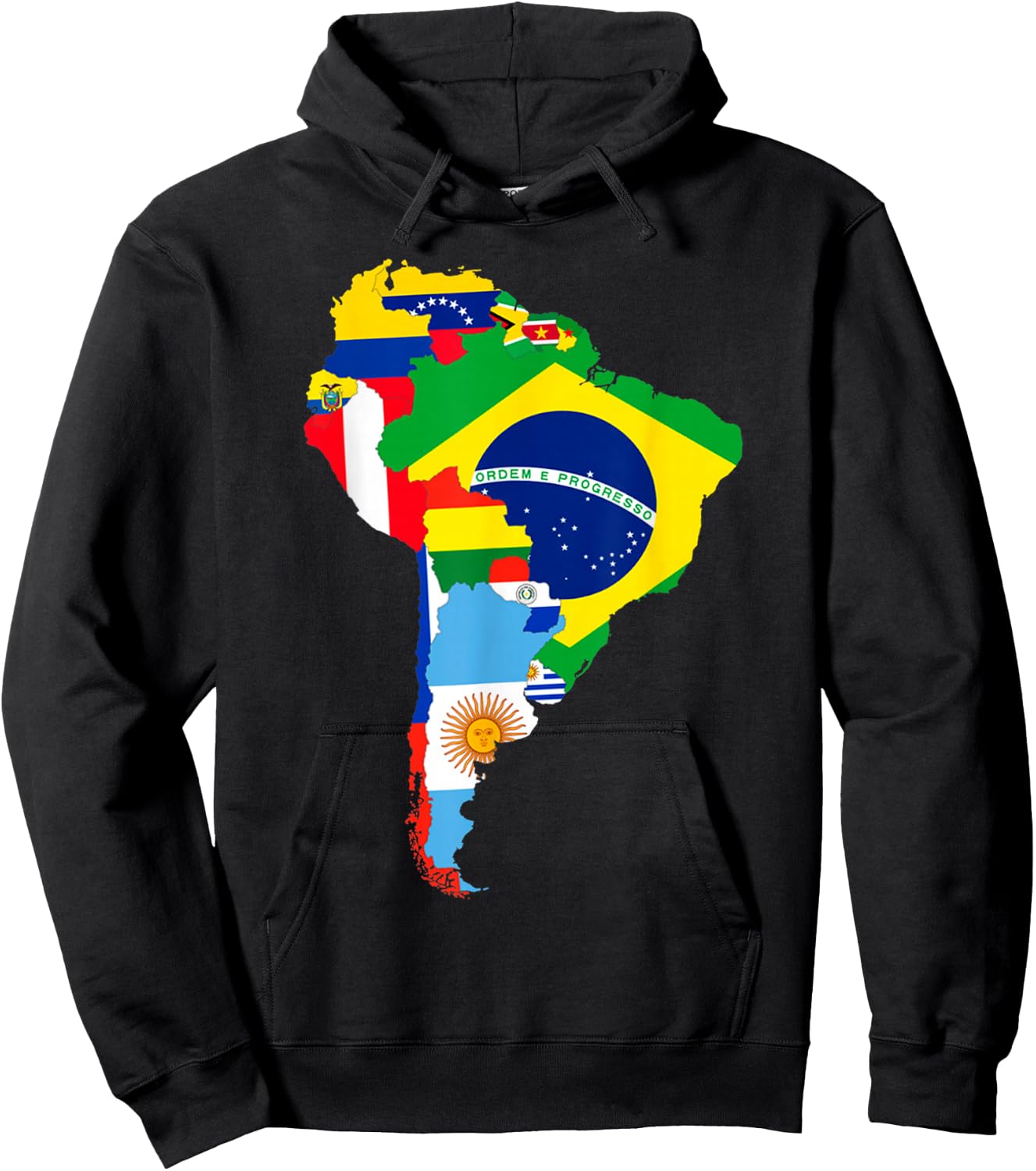 Latin South America Continent Map Flags Hoodie - Hoodie | Black