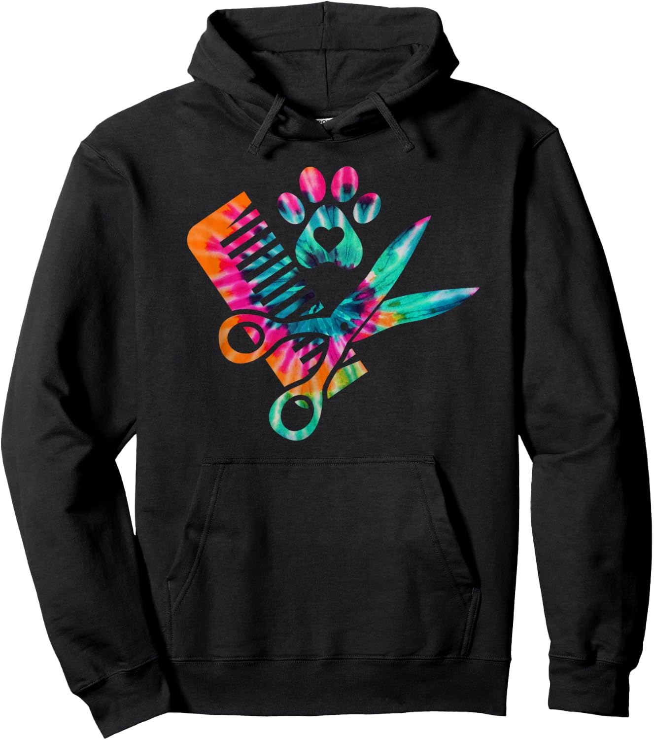 Dog Groomer Tie Dye cute for future Dog groomers Women Girls Kids Hoodie - Hoodie | Black