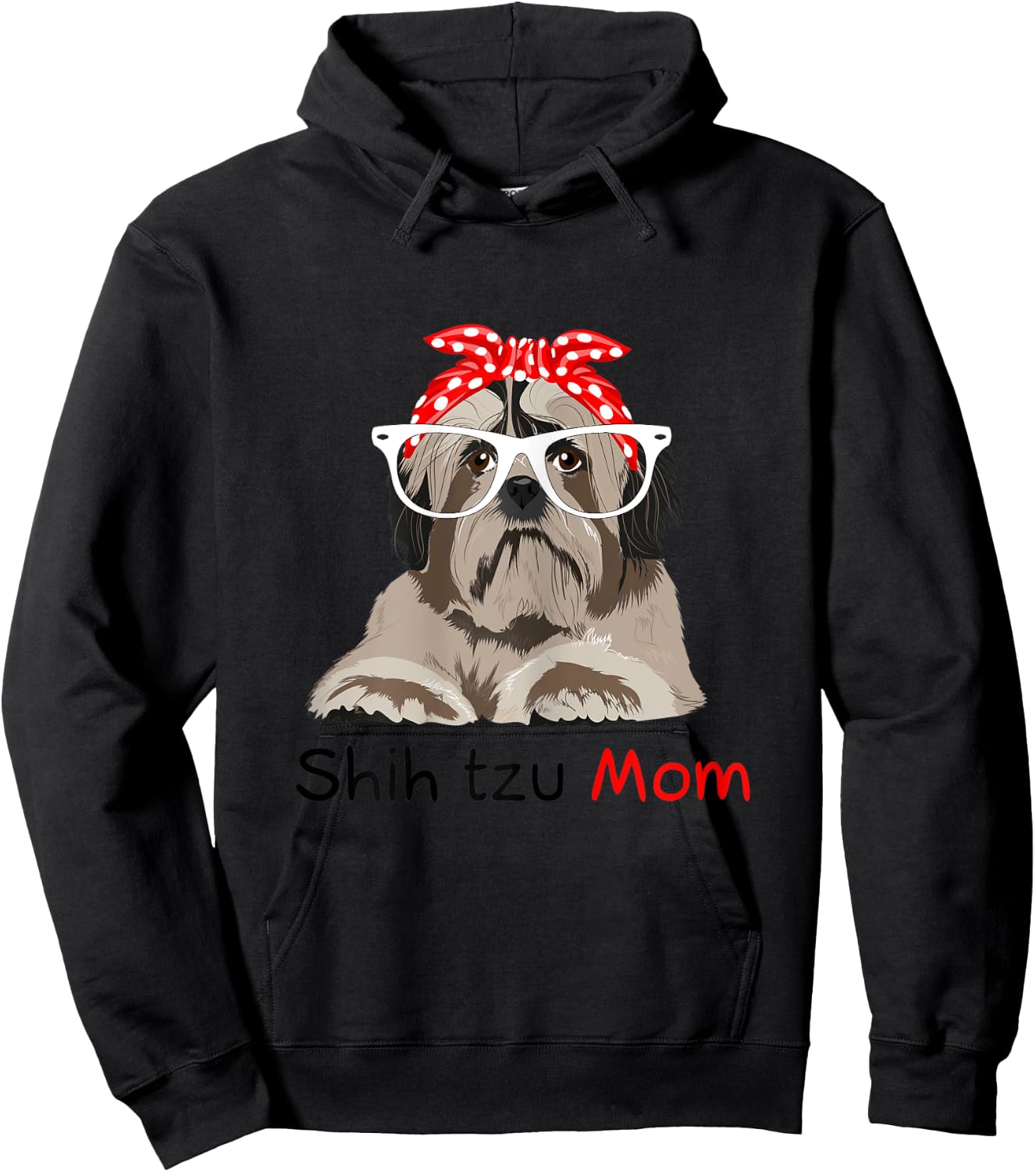 Shih Tzu Mom Bandana Shih Tzu Dog Hoodie - Hoodie | Black