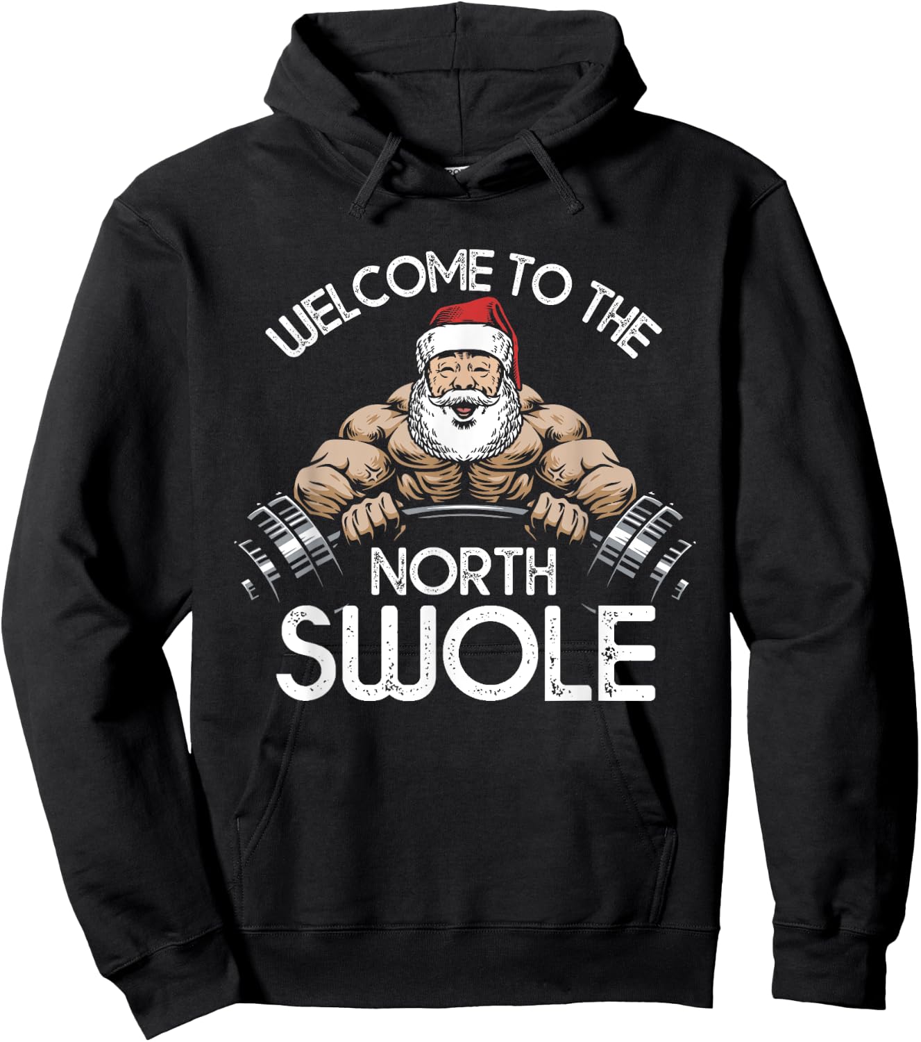 Funny Christmas Shirt North Swole Santa Claus Exercise Gym Hoodie - Hoodie | Black