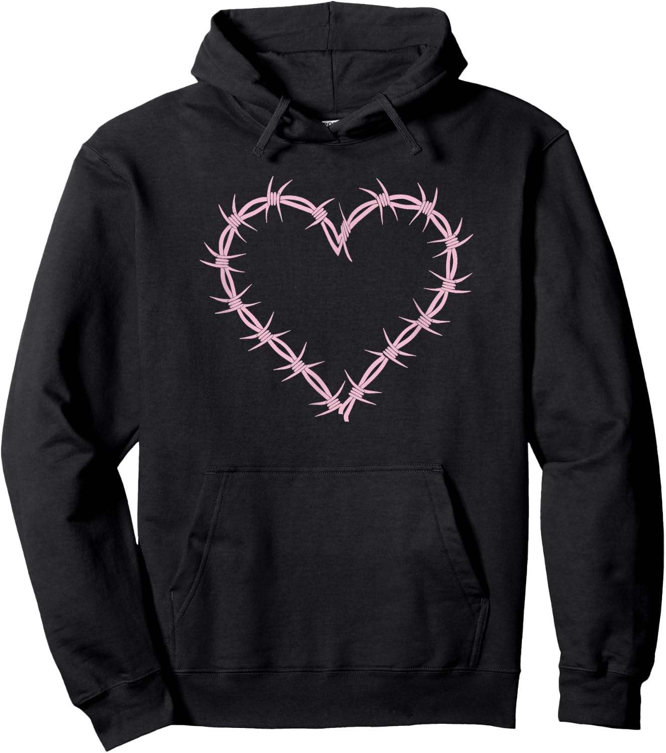 Barbed Wire Heart Grunge Punk Pastel Goth Aesthetic Egirl Hoodie - Hoodie | Black