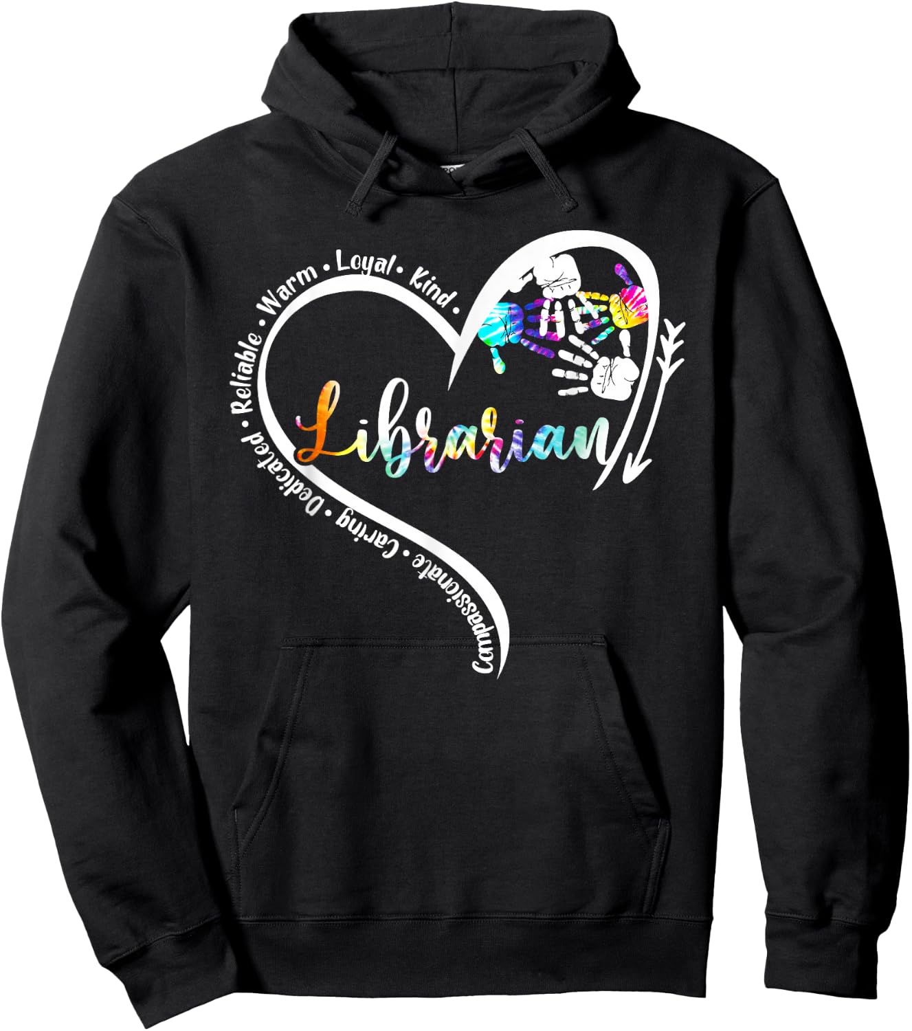Tie Dye Heart Librarian Life Back2school Teachers Day Hoodie - Hoodie | Black