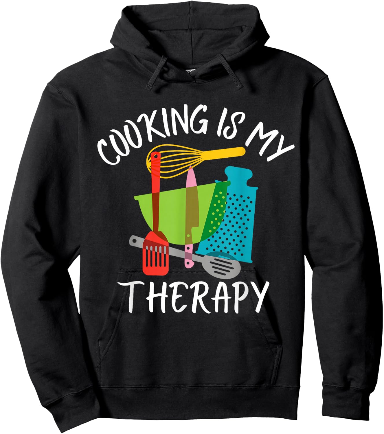 Cooking is My Therapy - Chef & Cook Gifts Funny Culinary Hoodie - Hoodie | Black
