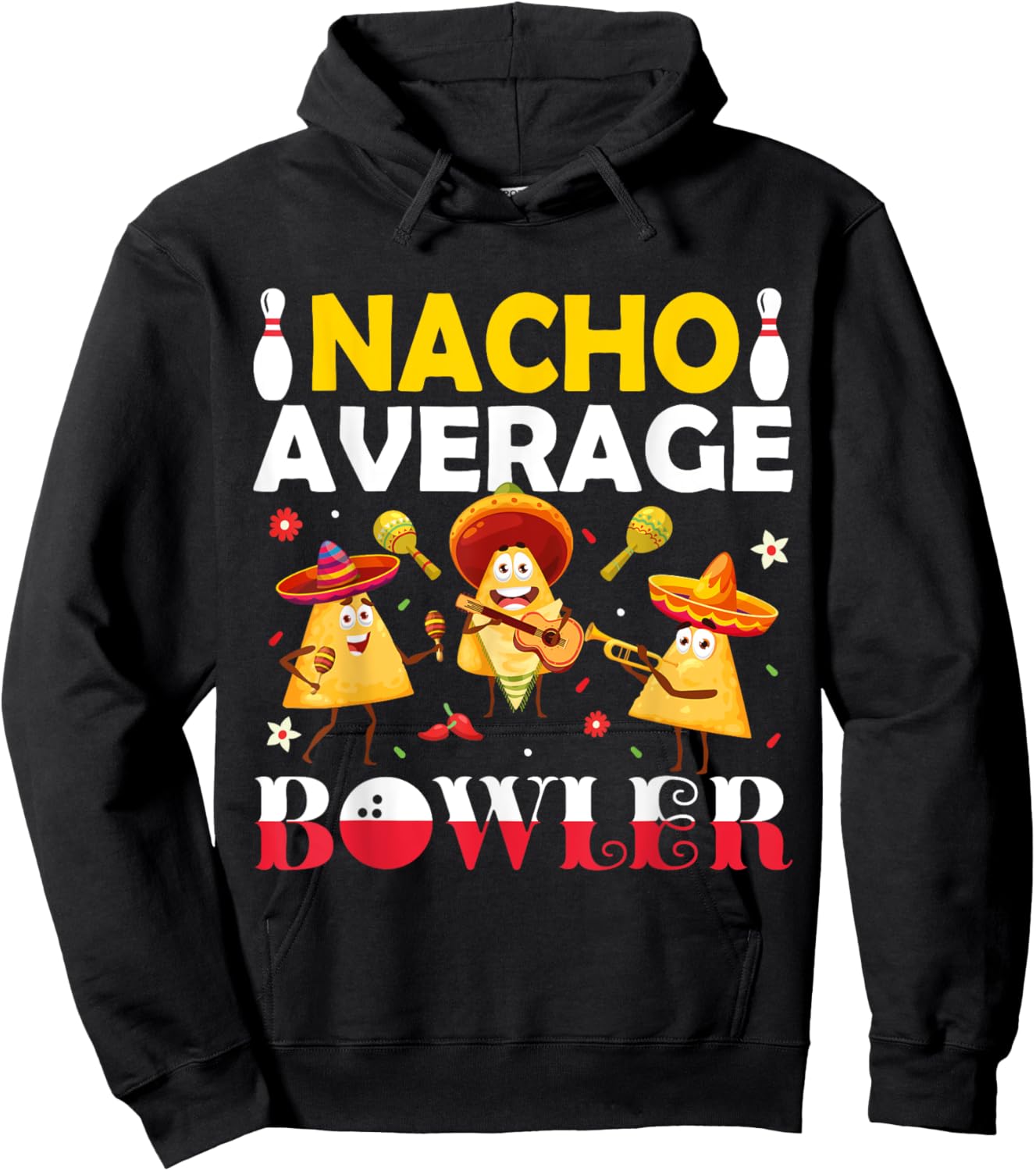 Nacho Average Bowler Mexican Fiesta Cinco de Mayo Moustache Hoodie - Hoodie | Black