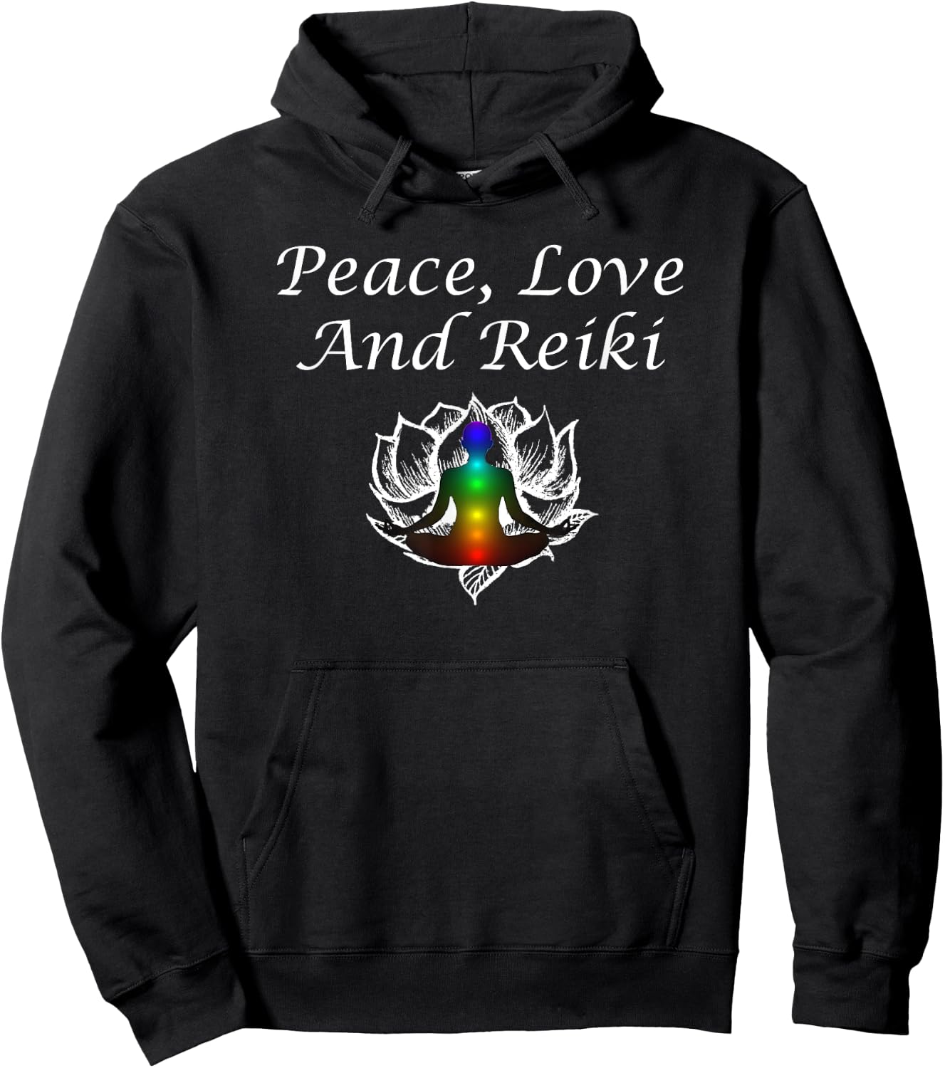 Wrinkled Hippie Peace Love And Reiki Lotus Meditation Chakra Gift Hoodie - Hoodie | Black