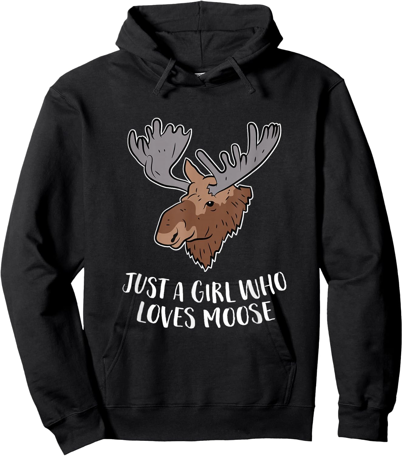 Just a Girl Who Loves Moose Cute Moose Girl Gift Hoodie - Hoodie | Black