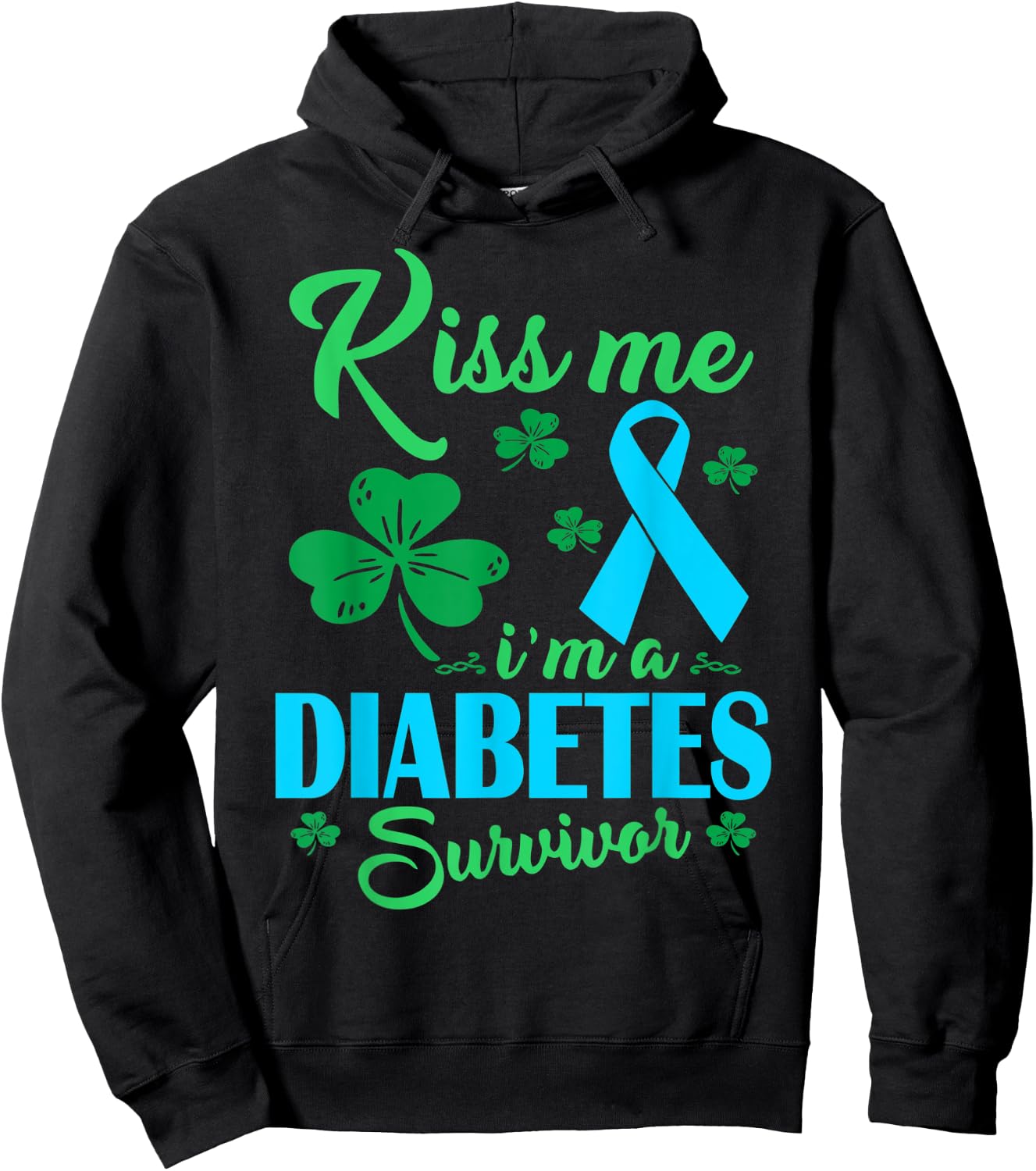 Kiss Me Im Diabetes Survivor St Patrick Day Gift Hoodie - Hoodie | Black