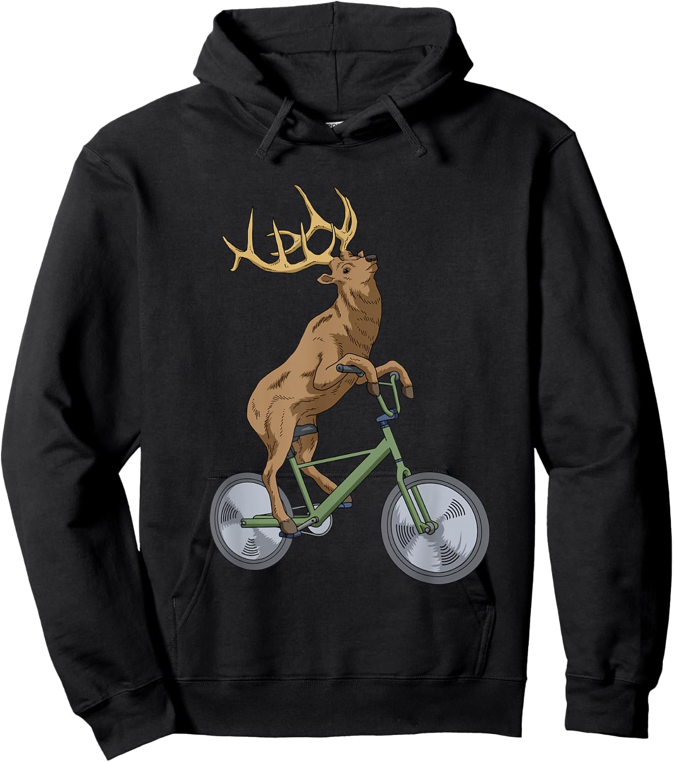 Bicycle Elk Shirt Boys Deer T Shirt Women Forest Nature Elk Hoodie - Hoodie | Black