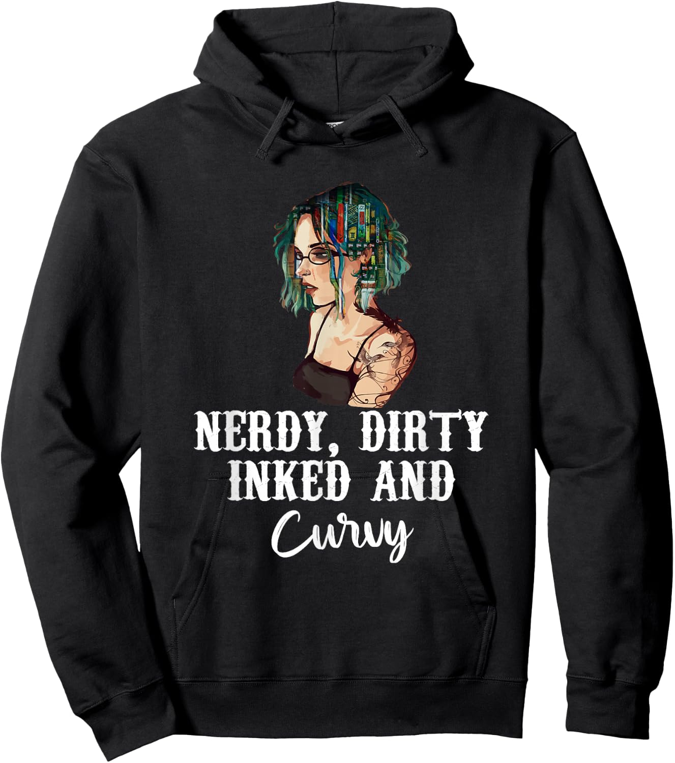 Nerdy Dirty Inked & Curvy - Reading Tattoo Lovers Hoodie - Hoodie | Black