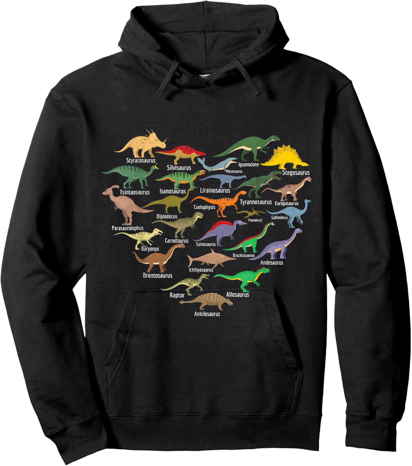 types of Dinosaurs heart Dino identification boys girls kids Hoodie - Hoodie | Black