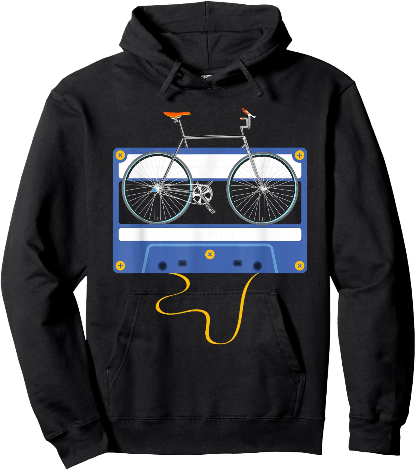 Vintage Cassette Cyclist Men Gift Biking Cycling Bicycle Hoodie - Hoodie | Black