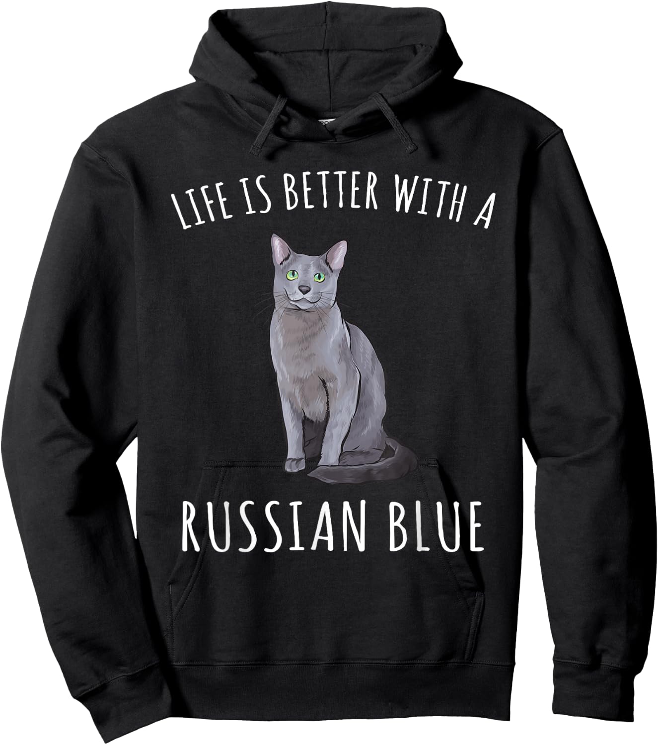 Life Is Better With A Russian Blue Cat Lover Men Women Hoodie - Hoodie | Black