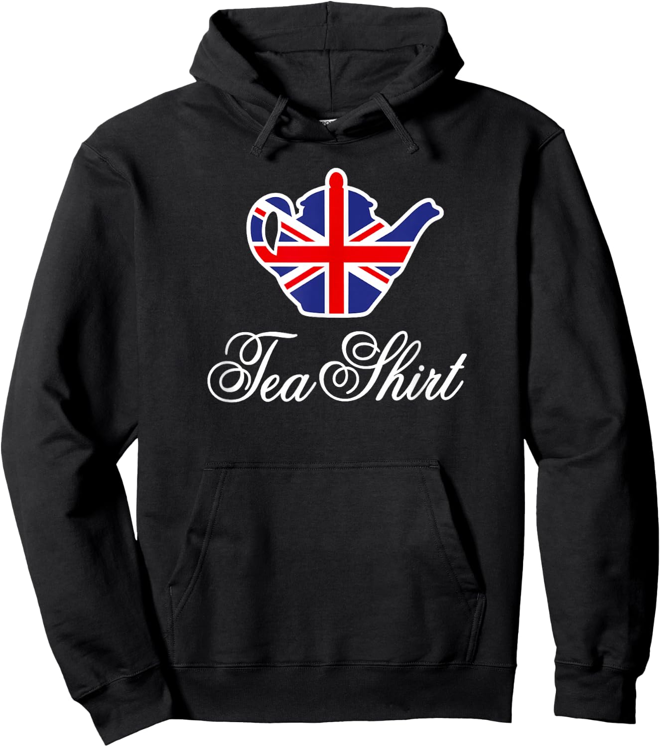 Tea Shirt British Union Jack Flag Teapot Tea Word Play Hoodie - Hoodie | Black