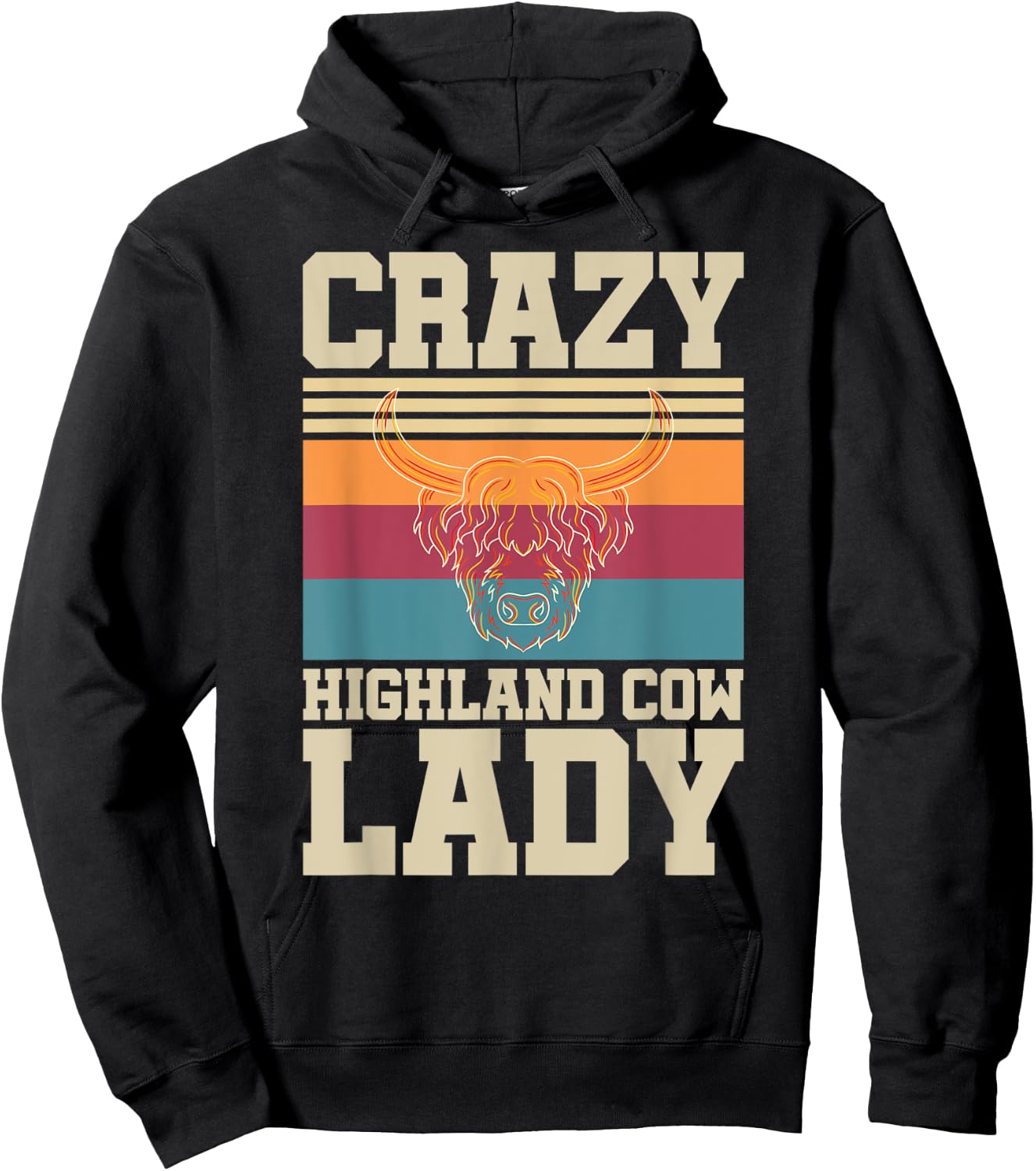 Crazy Highland Cow Lady Funny Farmer Scottish Highland Cow Hoodie - Hoodie | Black