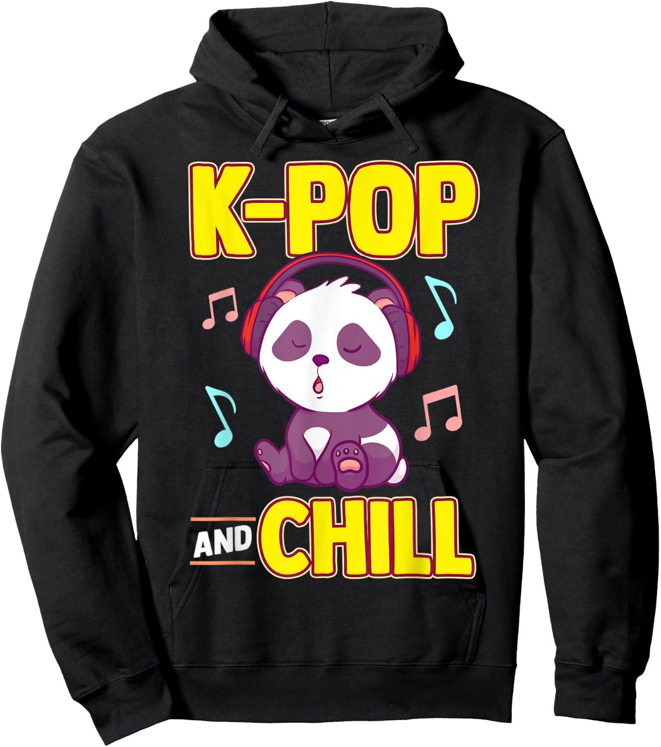 K-POP And Chill Music Lover Korean Panda Merchandise Gift Hoodie - Hoodie | Black