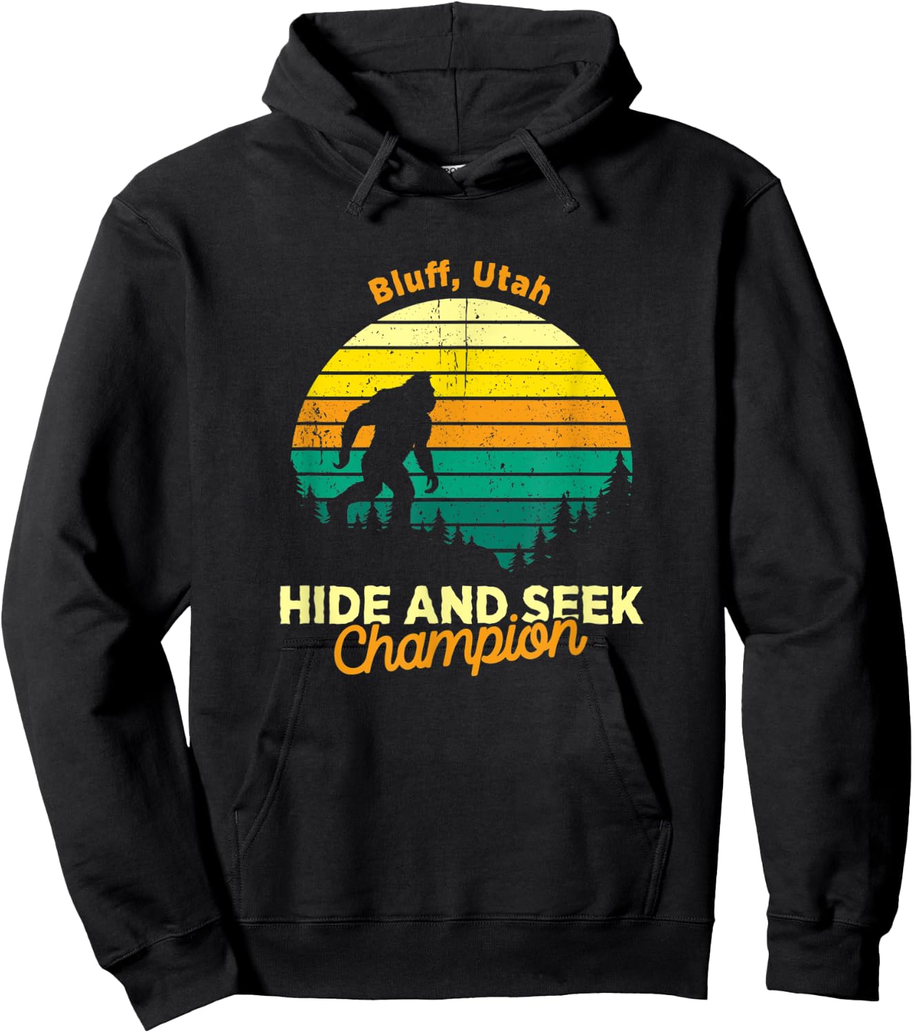 Vintage Bluff, Utah Mountain Hiking Souvenir Print Hoodie - Hoodie | Black
