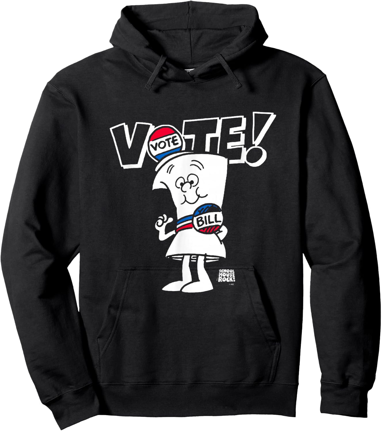 Schoolhouse Rock Vote with Bill Election Day Retro Cartoon Hoodie - Hoodie | Black