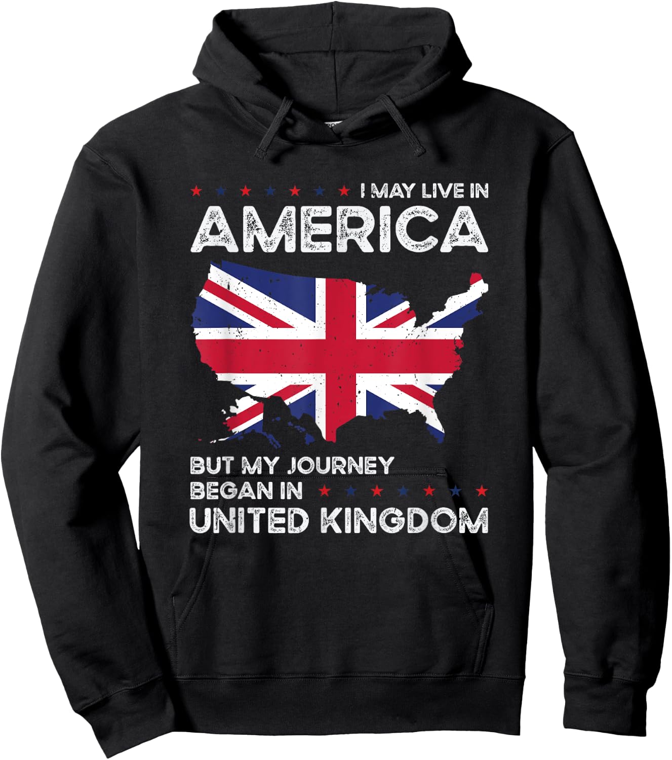British American Patriot USA Grown United Kingdom UK US Flag Hoodie - Hoodie | Black