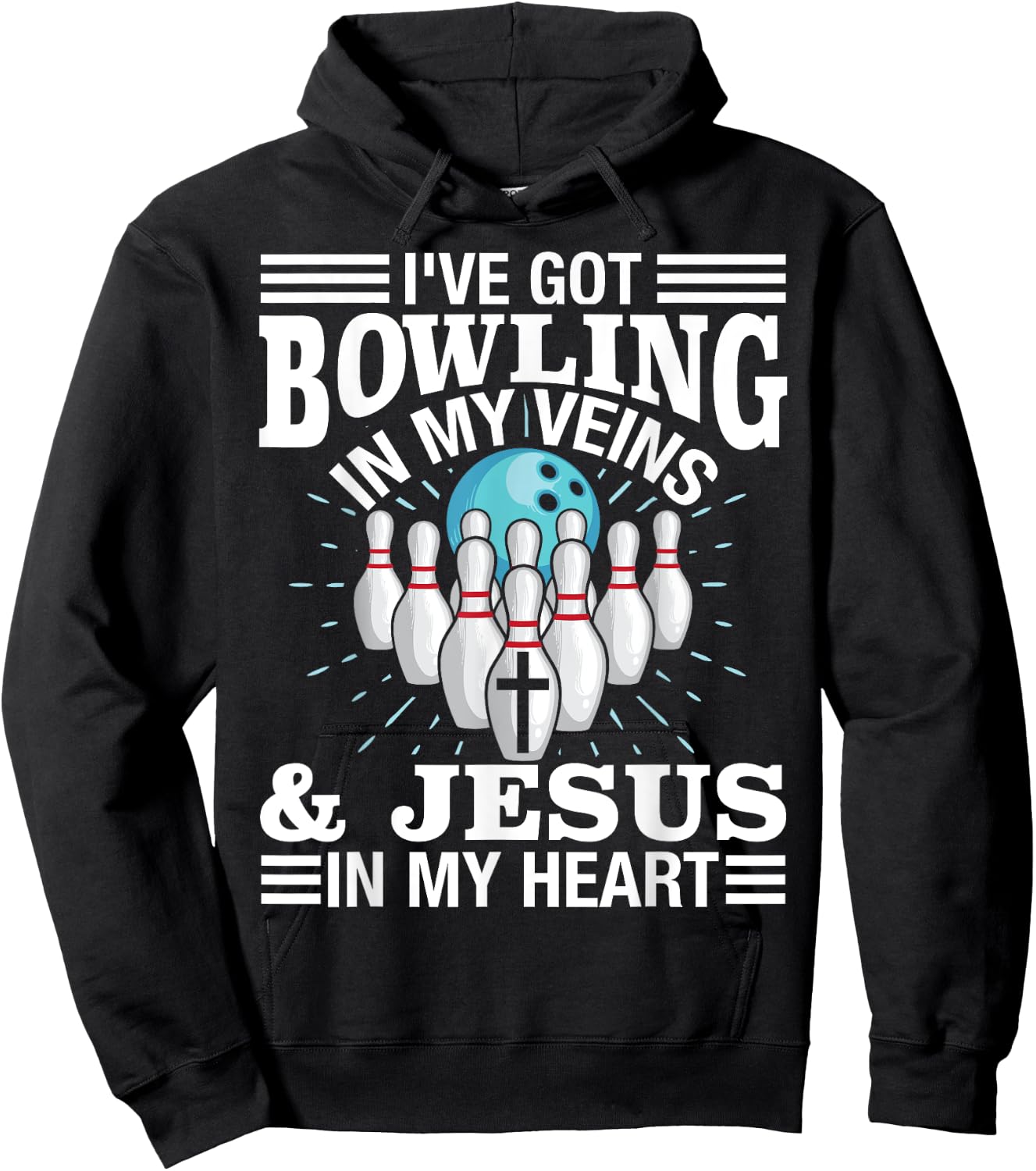 Funny Bowling Gift Women Cute Bowler And Jesus Love Hoodie - Hoodie | Black