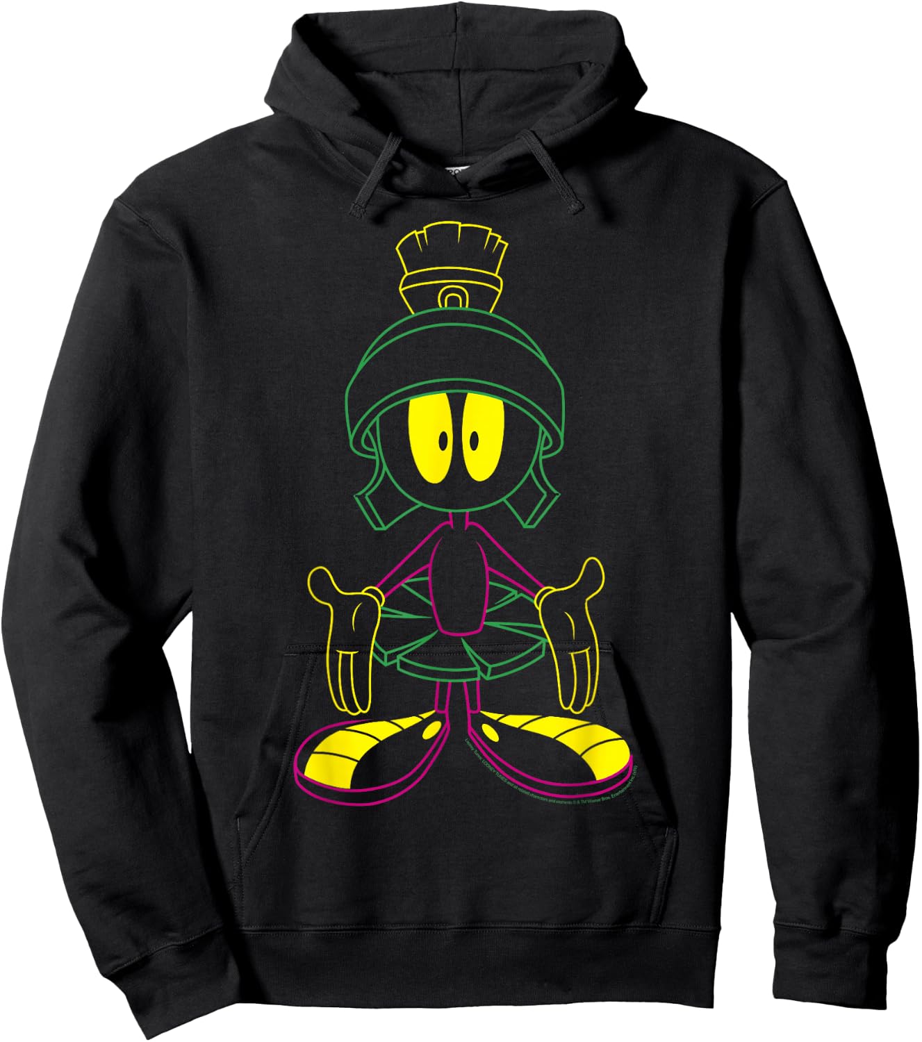 Looney Tunes Marvin The Martian Neon Outline Hoodie - Hoodie | Black