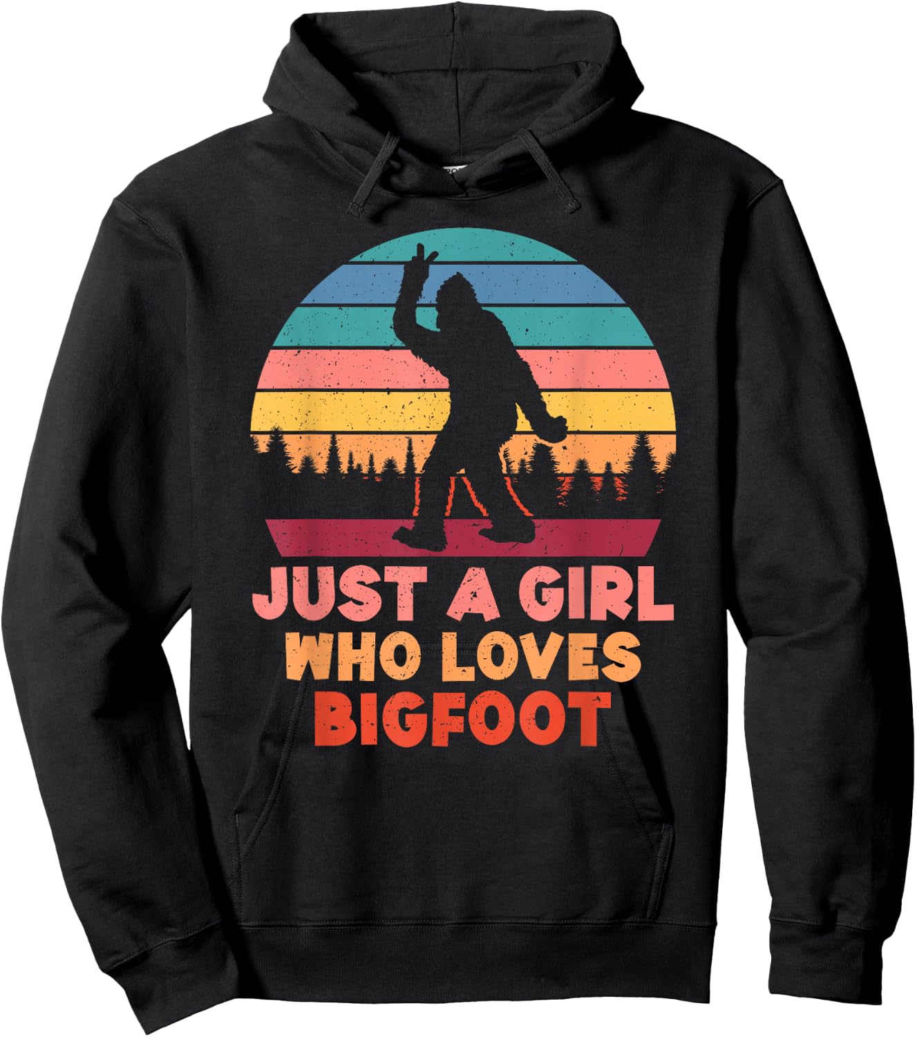 Just a Girl Who Loves Bigfoot Girls Big Foot Sasquatch Hoodie - Hoodie | Black