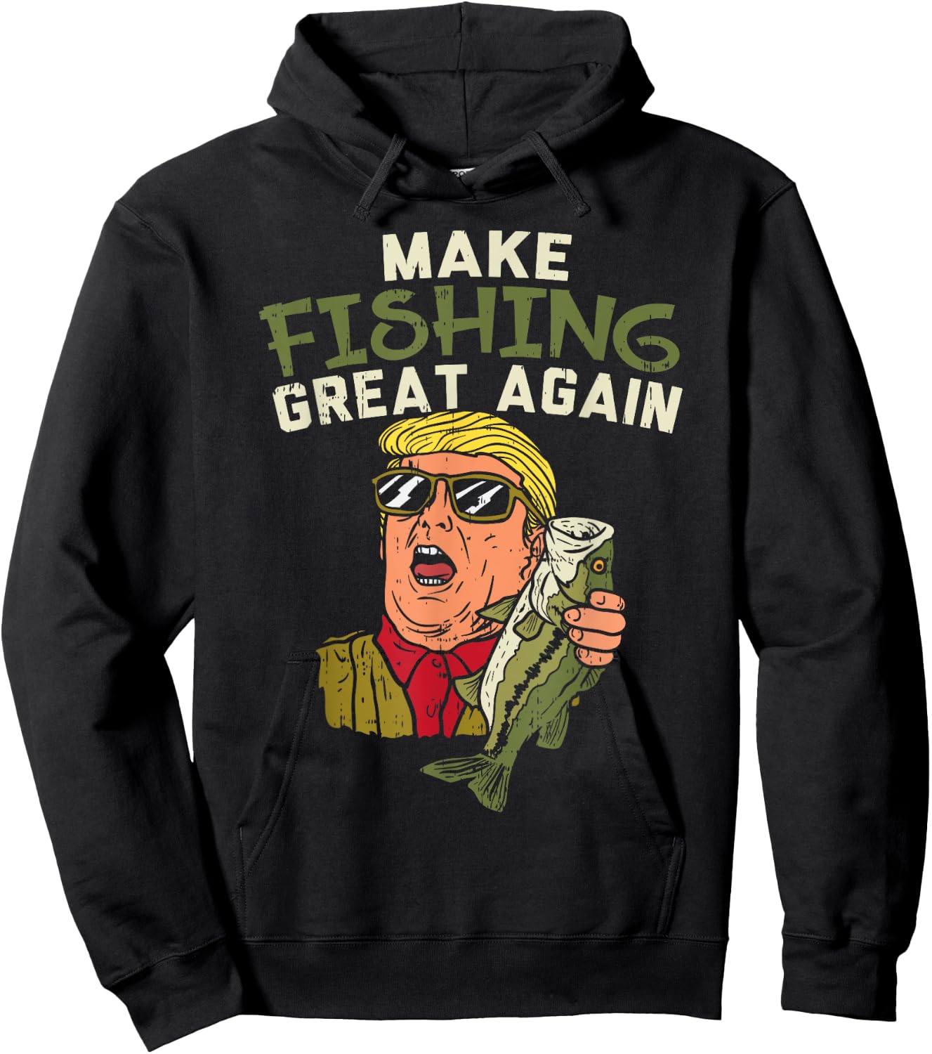 Make Fishing Great Again Trump Funny Fisherman Angler Gift Hoodie - Hoodie | Black