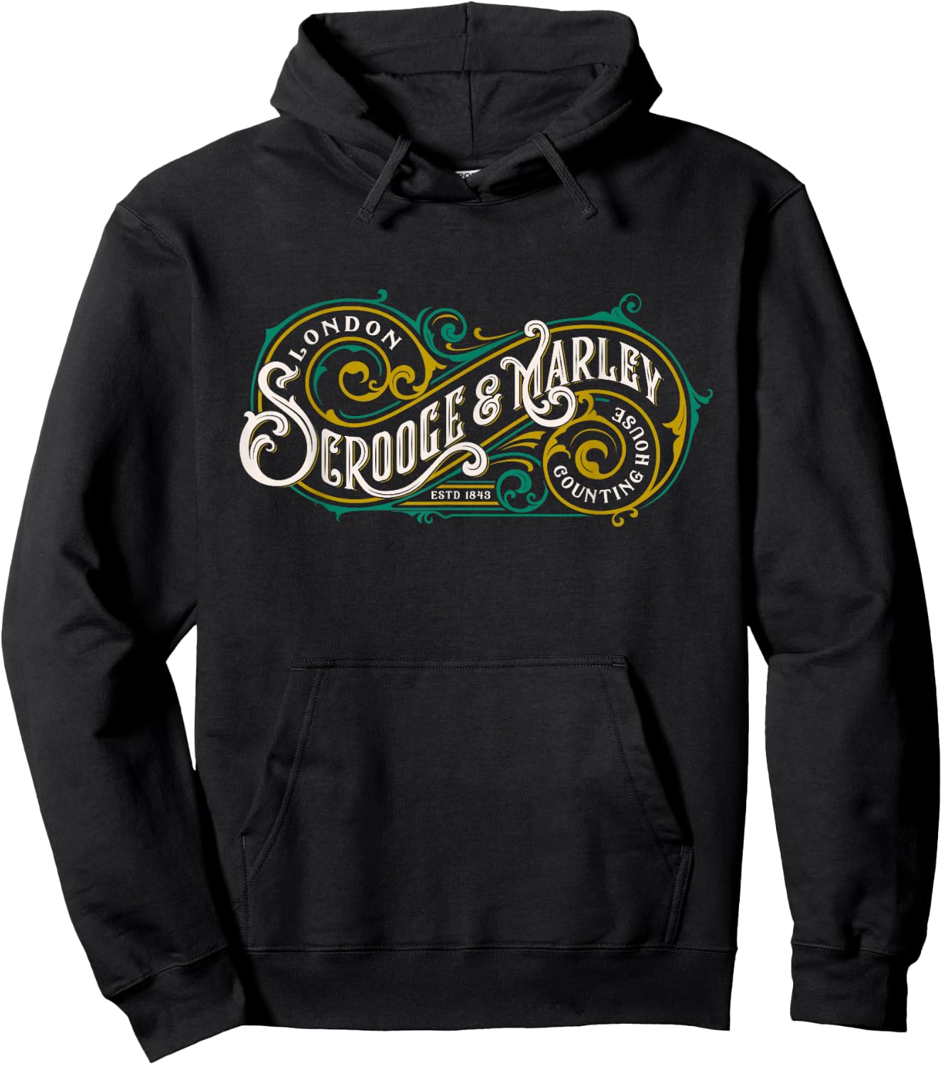 Scrooge and Marley Counting House Christmas Carol Vintage Hoodie - Hoodie | Black