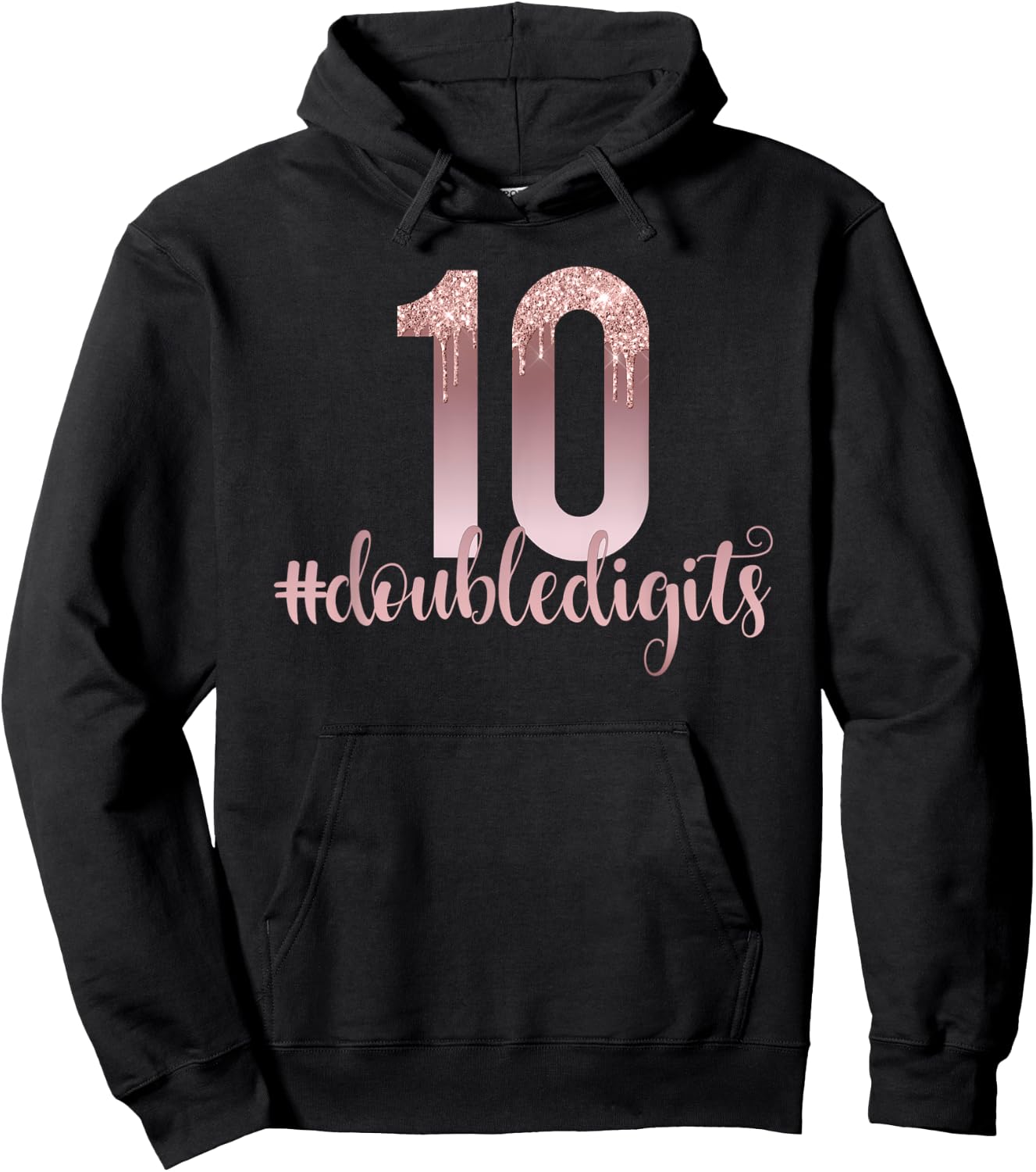 10th Birthday Two Digit Girl Ten Dripping Rose Hoodie - Hoodie | Black