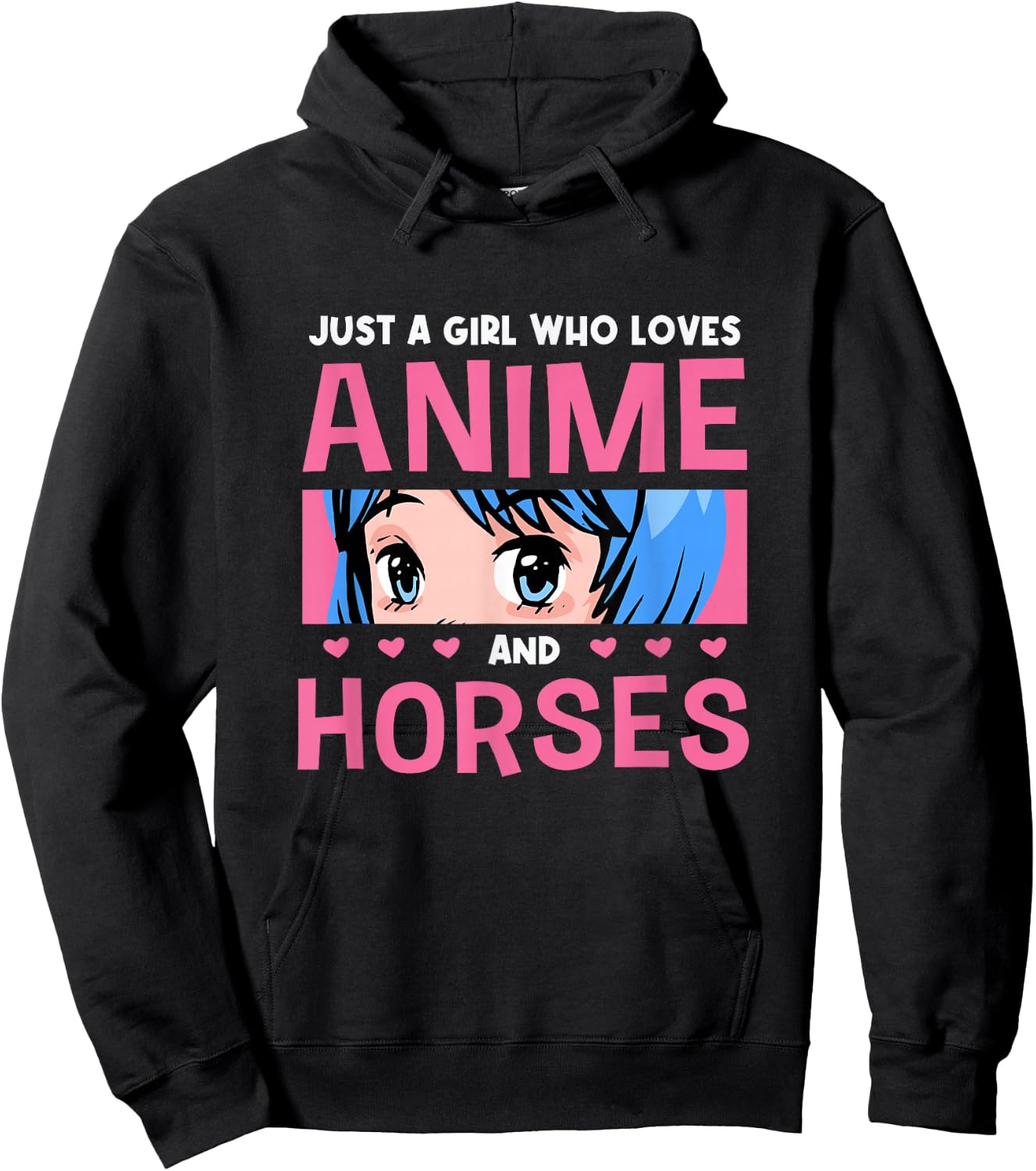 Girl Who Loves Anime And Horses Anime Lover Horse Lover Hoodie - Hoodie | Black