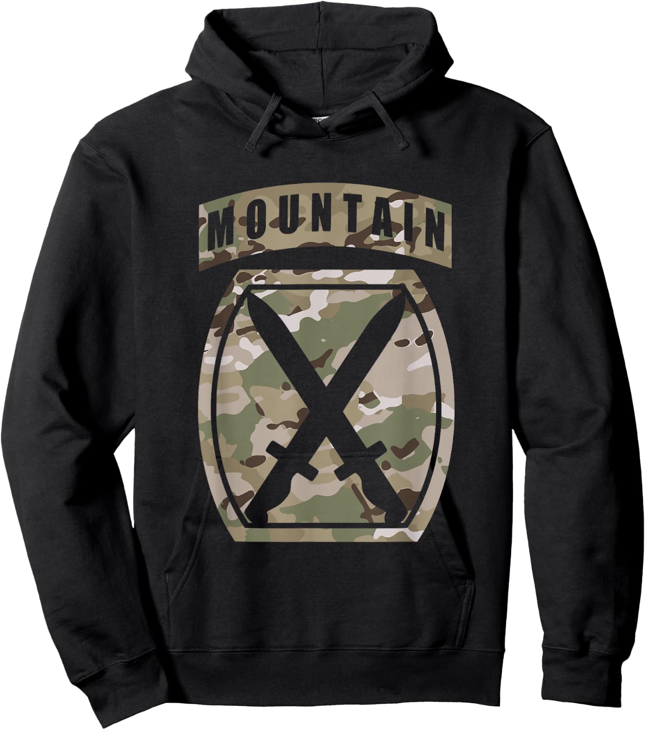 10th Mountain Division Patch - 10th MTN OCP Multicam Camo Hoodie - Hoodie | Black