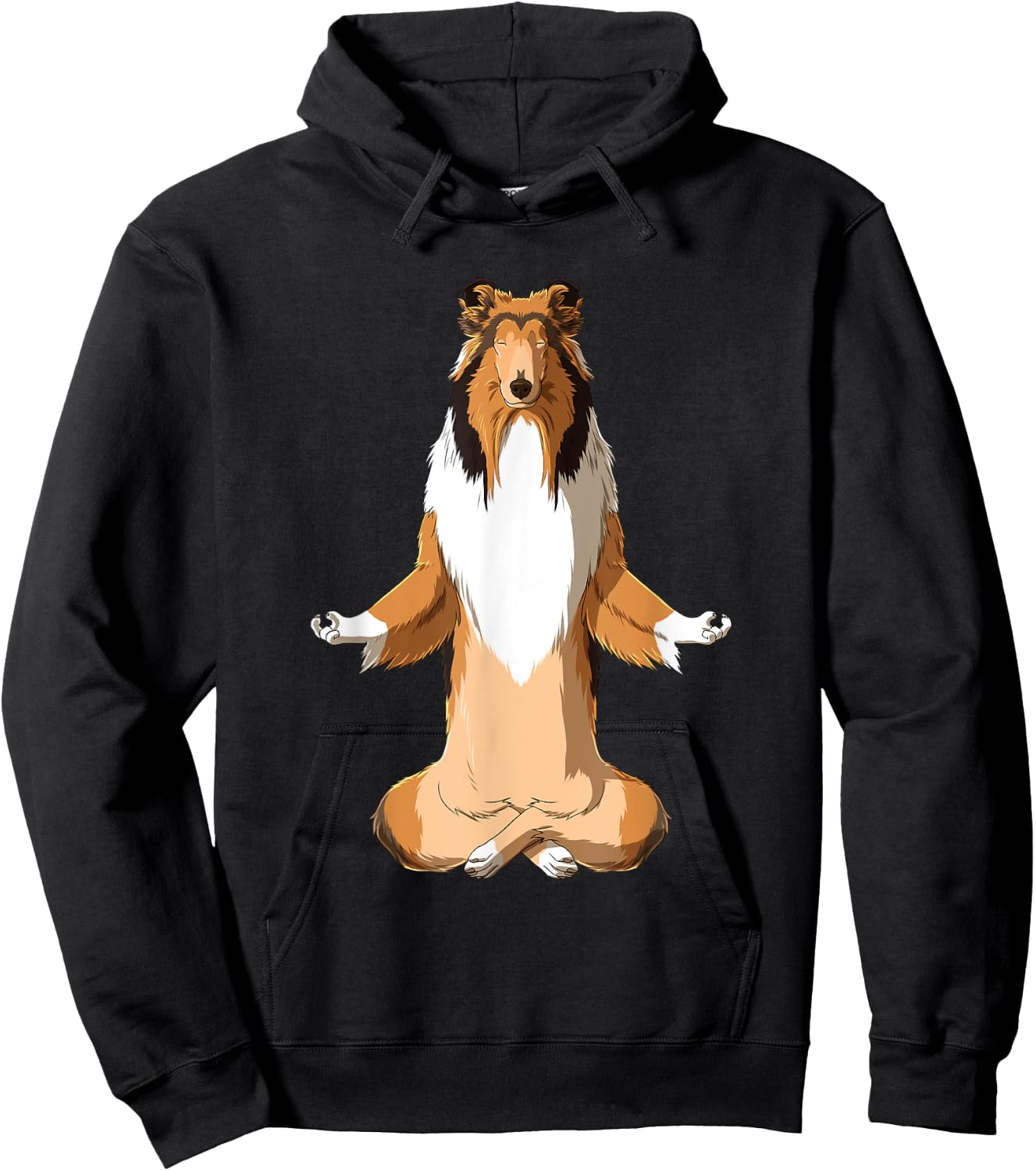 Yoga Collie Dog Long Hair Collie Men Women Girls Kids Hoodie - Hoodie | Black