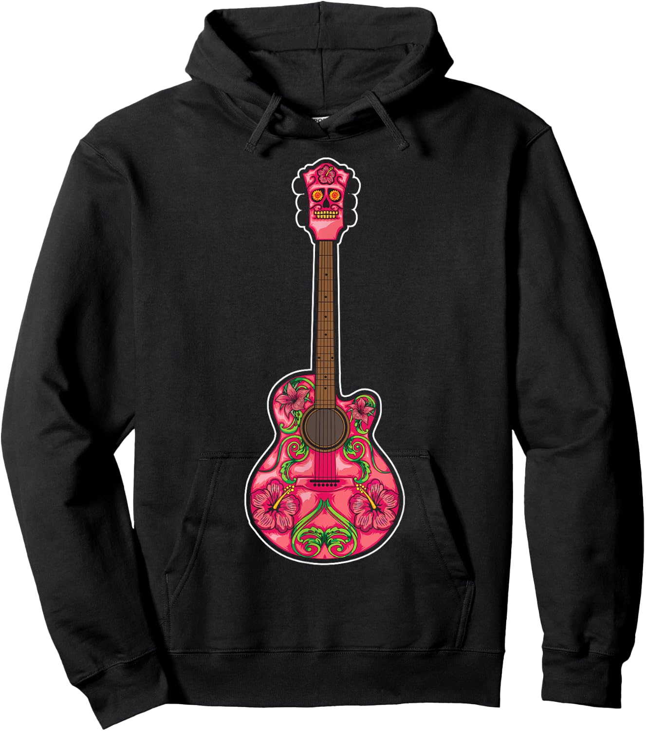 Guitar Sugar Skull Decoration | Guitarists Funny Music Gift Hoodie - Hoodie | Black