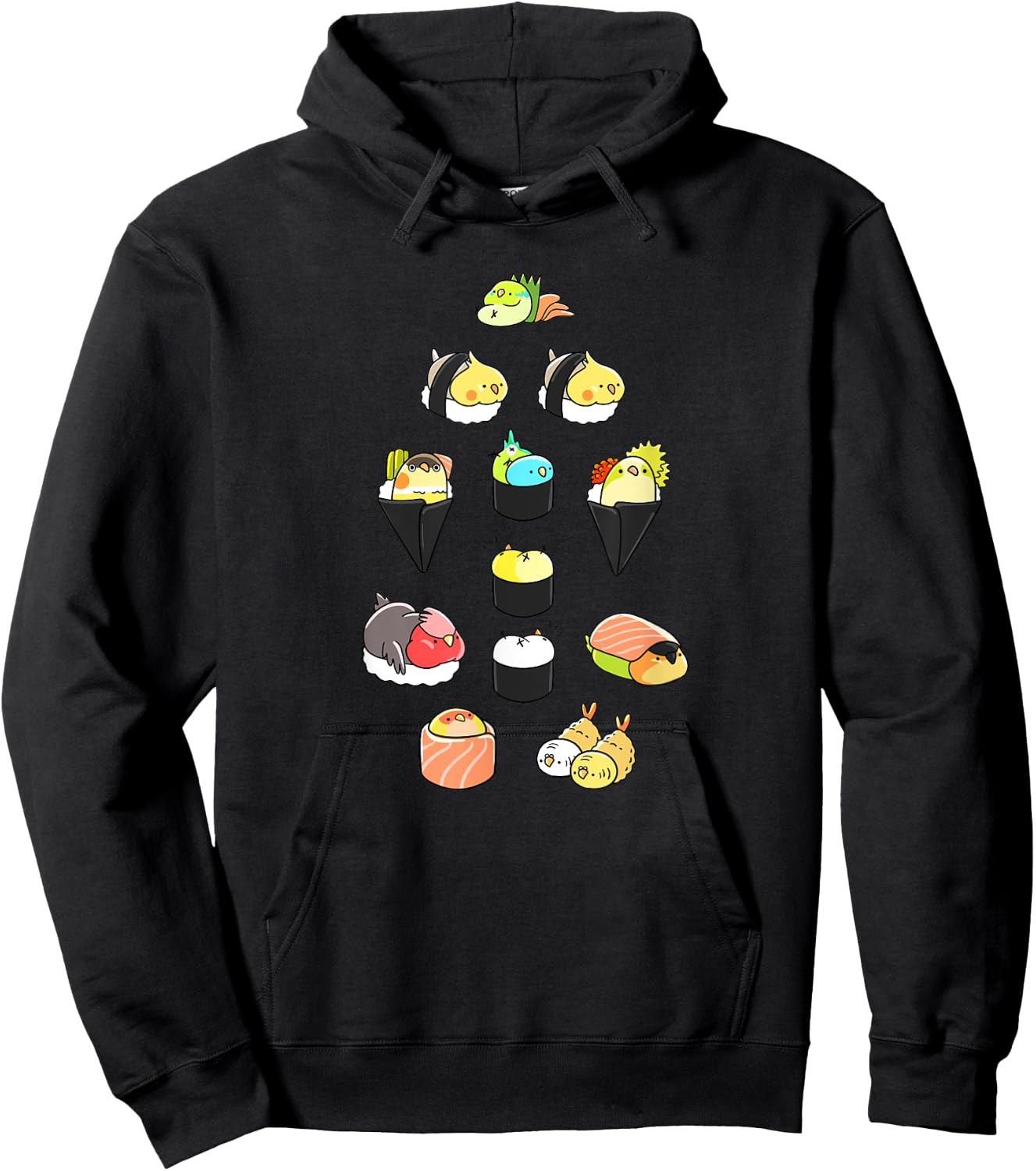 Bird Sushi Rolls Tempura Funny Fowl Animal Bird Lover Gift Hoodie - Hoodie | Black