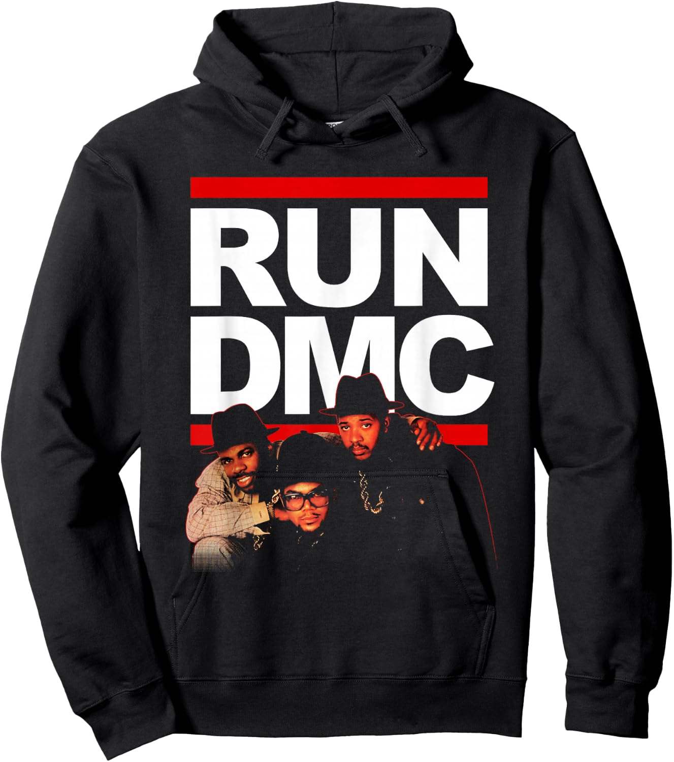 Run DMC Official Red Outline Photo Hoodie - Hoodie | Black