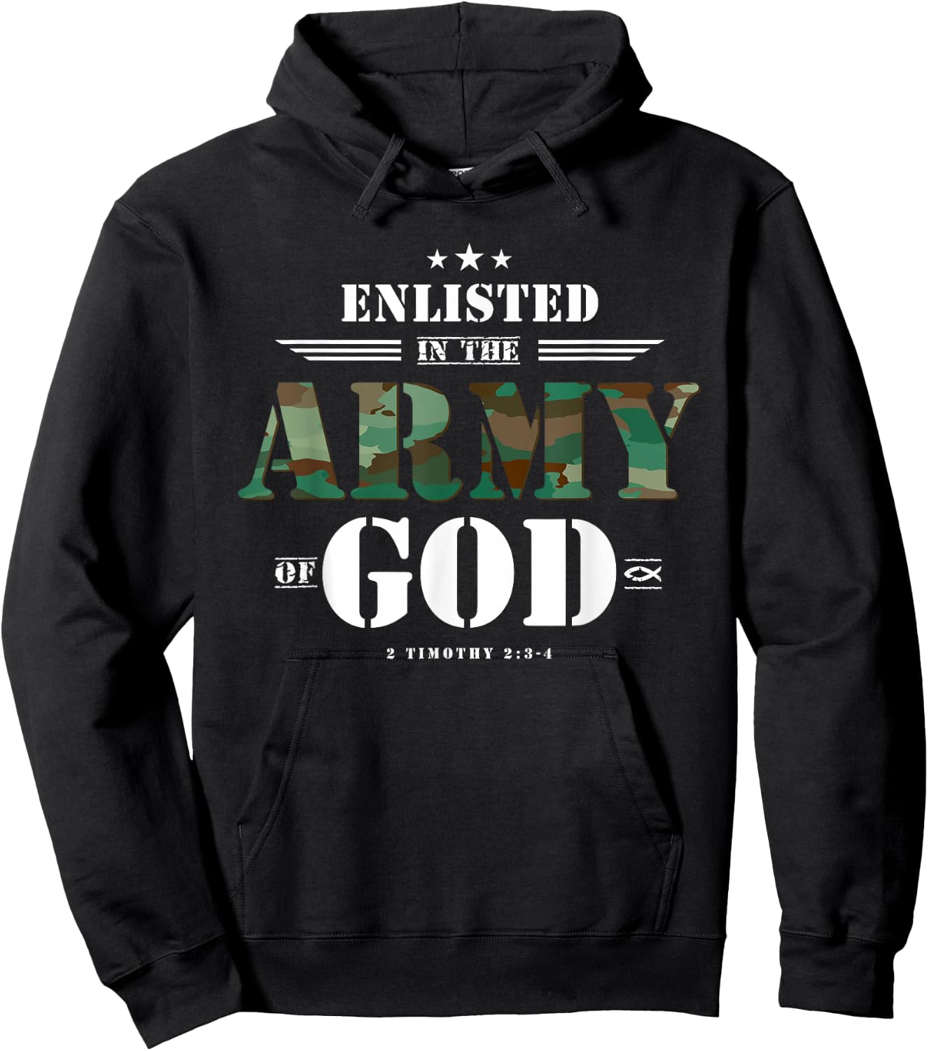 Christian Gifts Religious Bible Verse Scriptures God's Army Hoodie - Hoodie | Black
