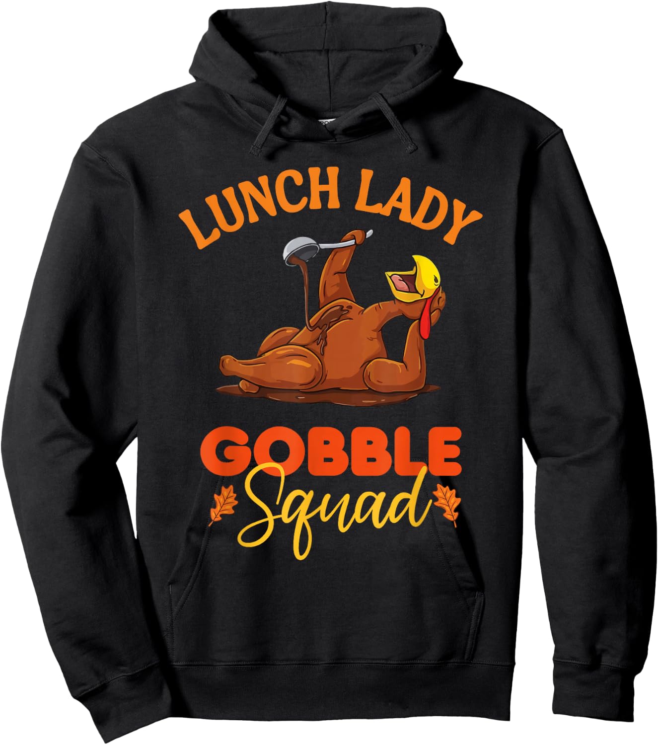 Funny Gnomies Thankful Lunch Lady Gobble Squad Thanksgiving Hoodie - Hoodie | Black