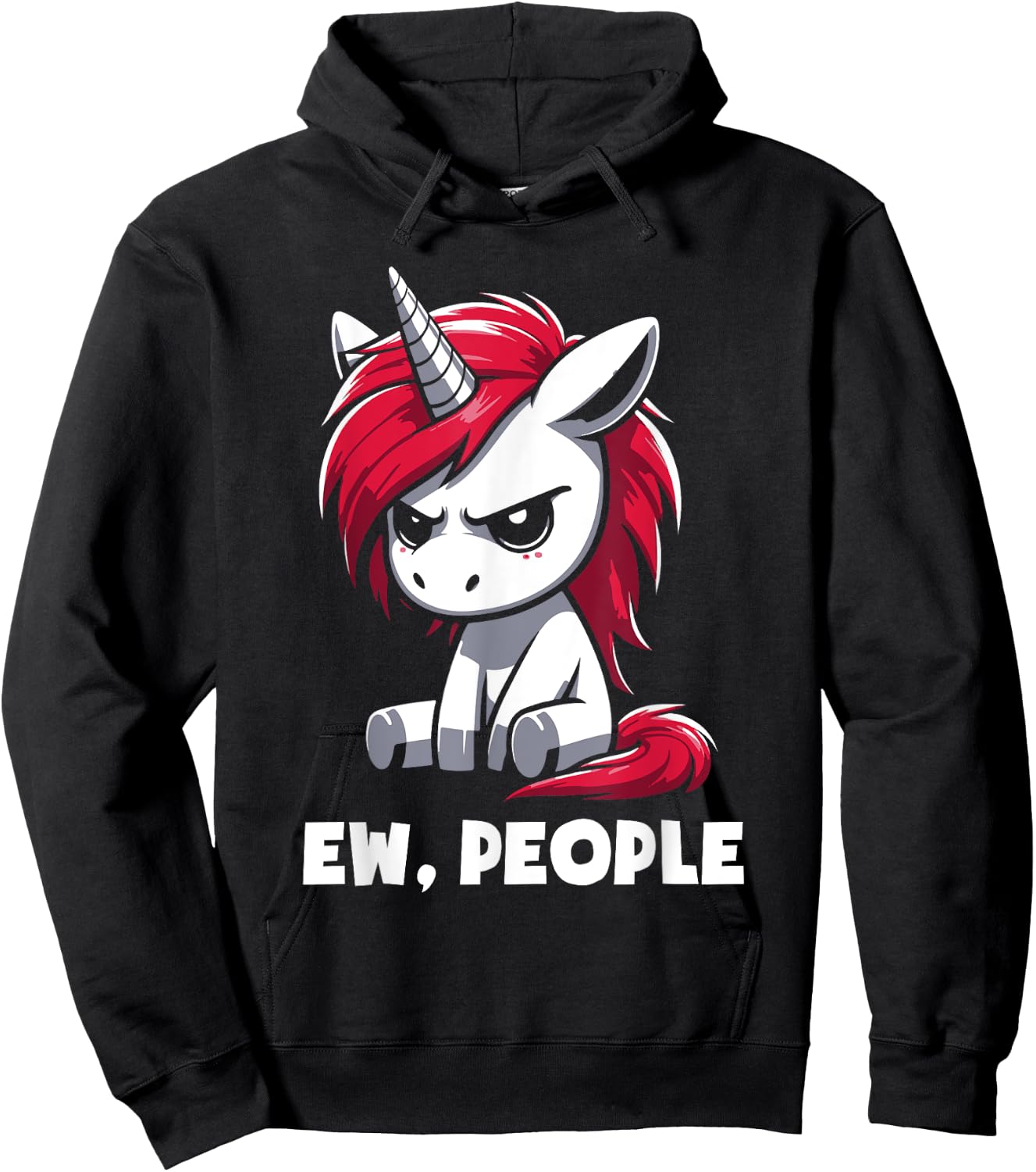 Ew People Unicorn Funny Sarcastic Humor Introvert Hoodie - Hoodie | Black