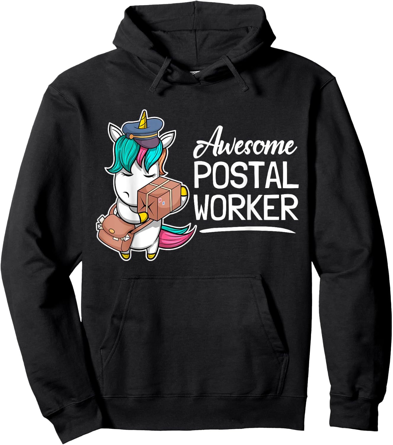 Funny Postal Worker Mailman I Awesome Unicorn Postman Hoodie - Hoodie | Black
