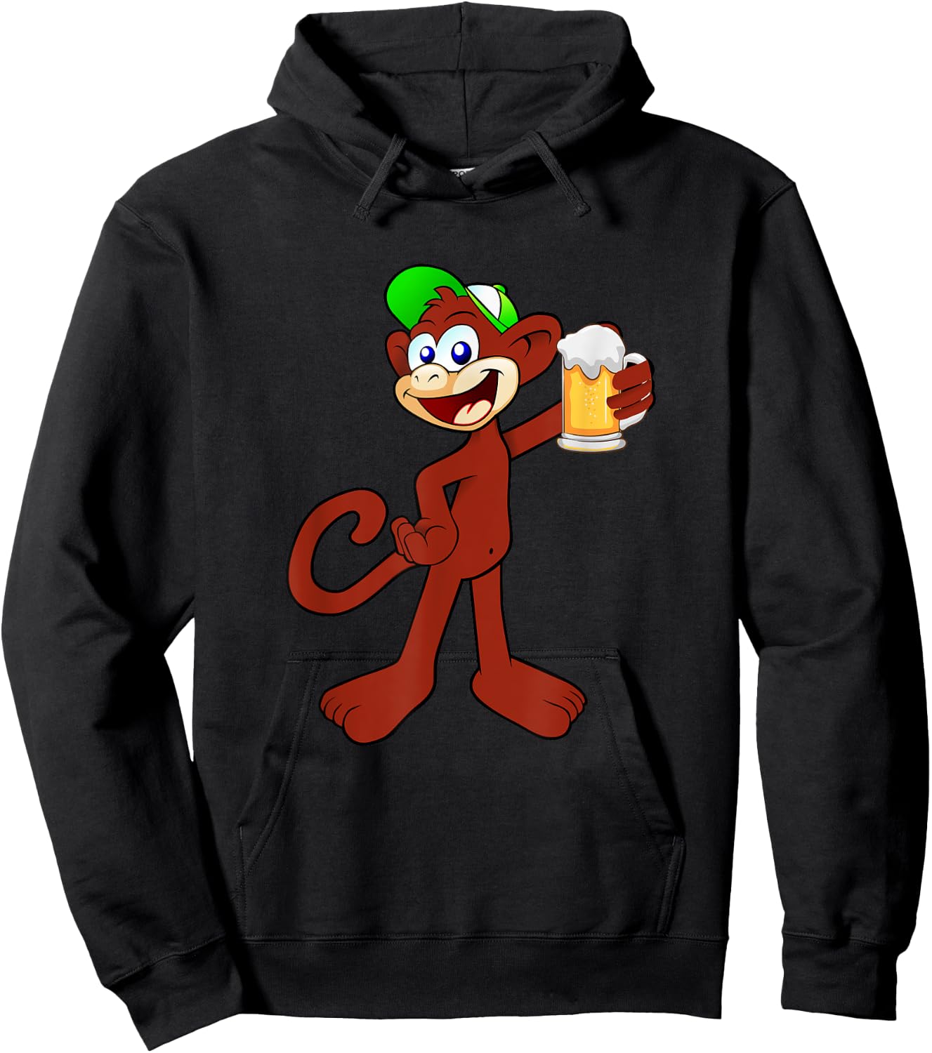 Beer Drinking Monkey Funny Beer Lovers Trendy Gag Gift Hoodie - Hoodie | Black