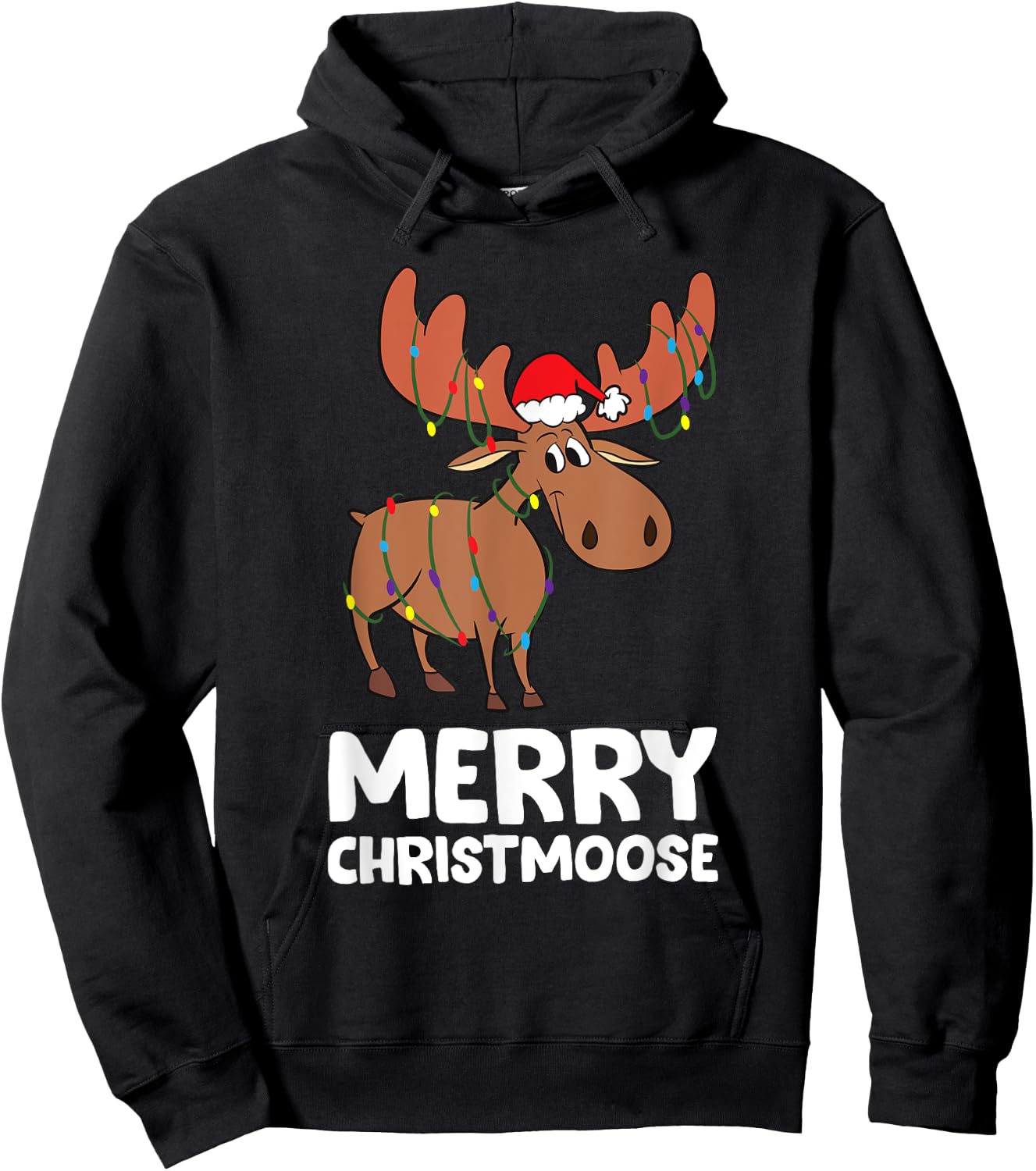 Merry Christmas Xmas Merry Christmoose Santa Hat Moose Hoodie - Hoodie | Black
