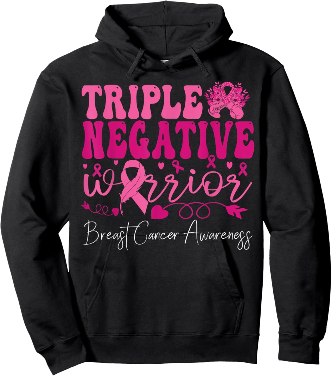 Triple Negative Warrior Breast Cancer Awareness Survivor Hoodie - Hoodie | Black