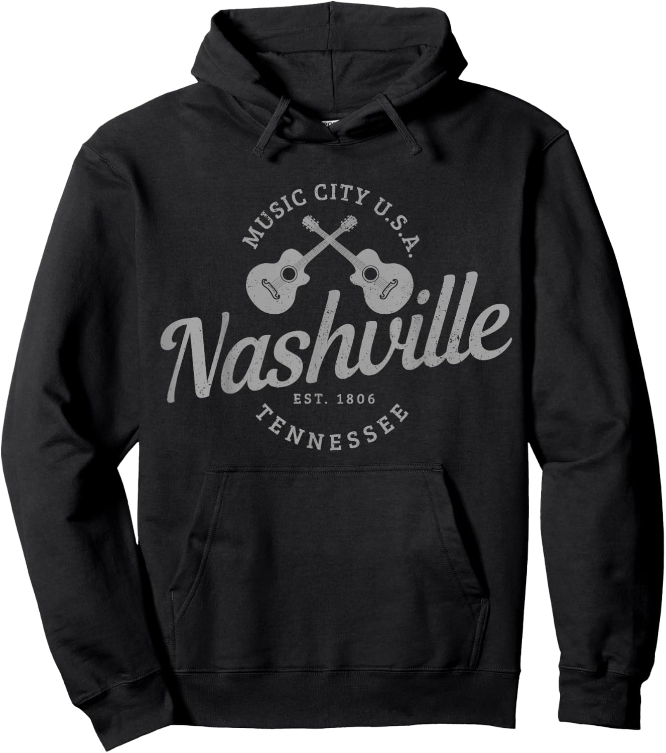 Nashville Tennessee Guitar Country Music City Souvenir Hoodie - Hoodie | Black