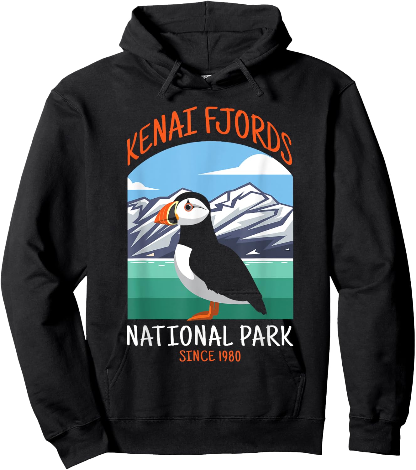 Kenai Fjords National Park US Puffin Bird Alaska Hoodie - Hoodie | Black