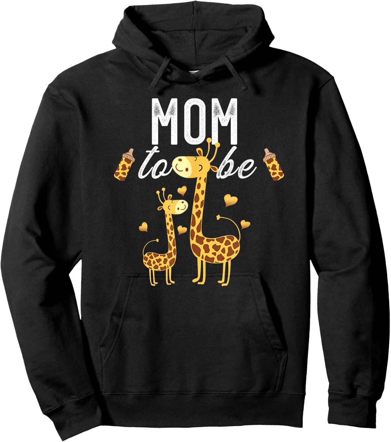 Mom To Be Giraffe Baby Shower Cute Hoodie - Hoodie | Black
