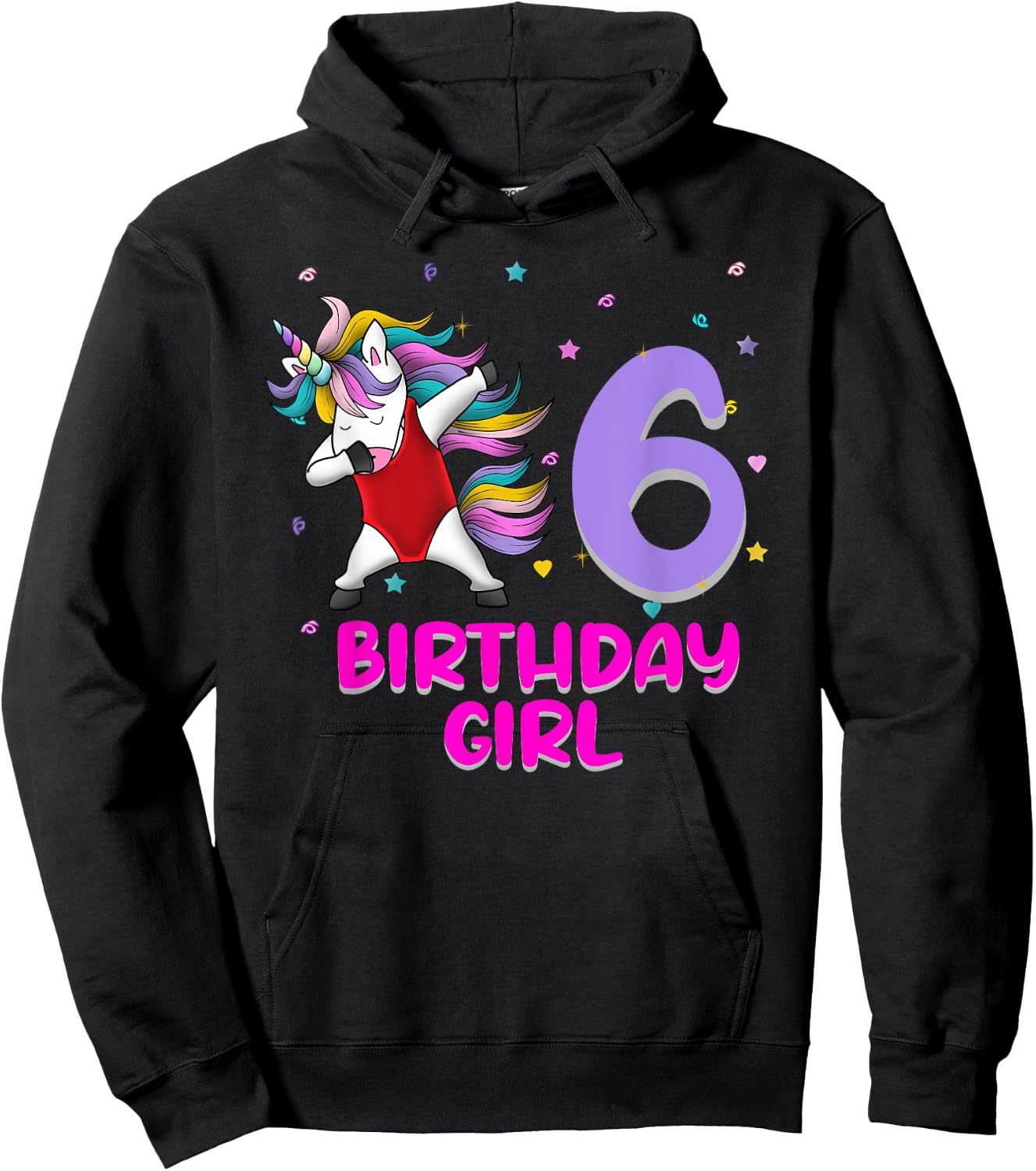 Unicorn Swimsuit 6th Birthday Girl Love Funny 6 Years Old Hoodie - Hoodie | Black