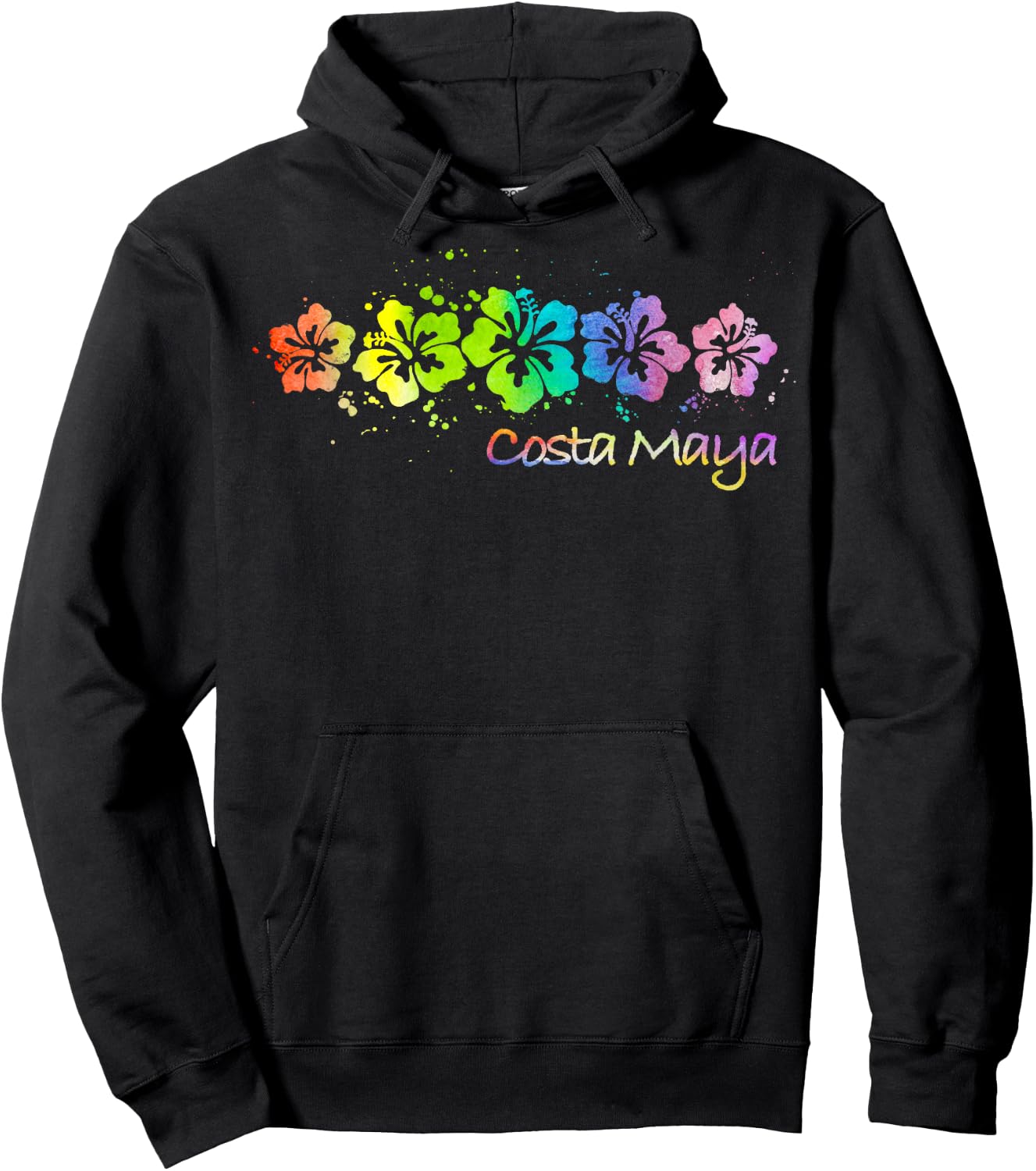 Costa Maya, Mexico Watercolor Beach & Surf Hoodie - Hoodie | Black