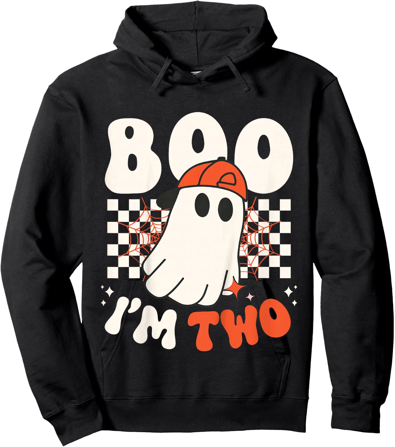 Kids Boo I'm Two Cute Ghost Groovy 2nd Second Birthday Boys Kids Hoodie - Hoodie | Black