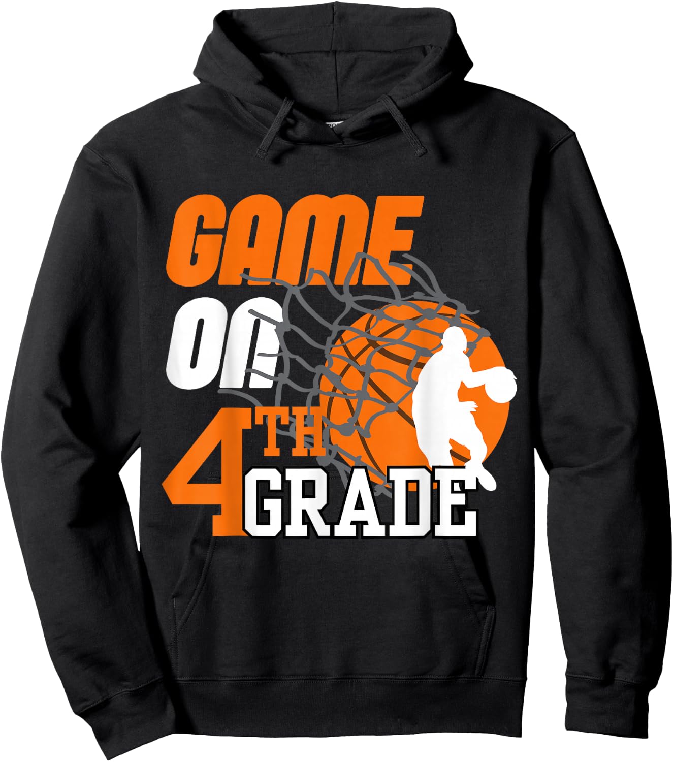 Boys Game On 4th Grade Basketball Back To School Teacher Kid Hoodie - Hoodie | Black