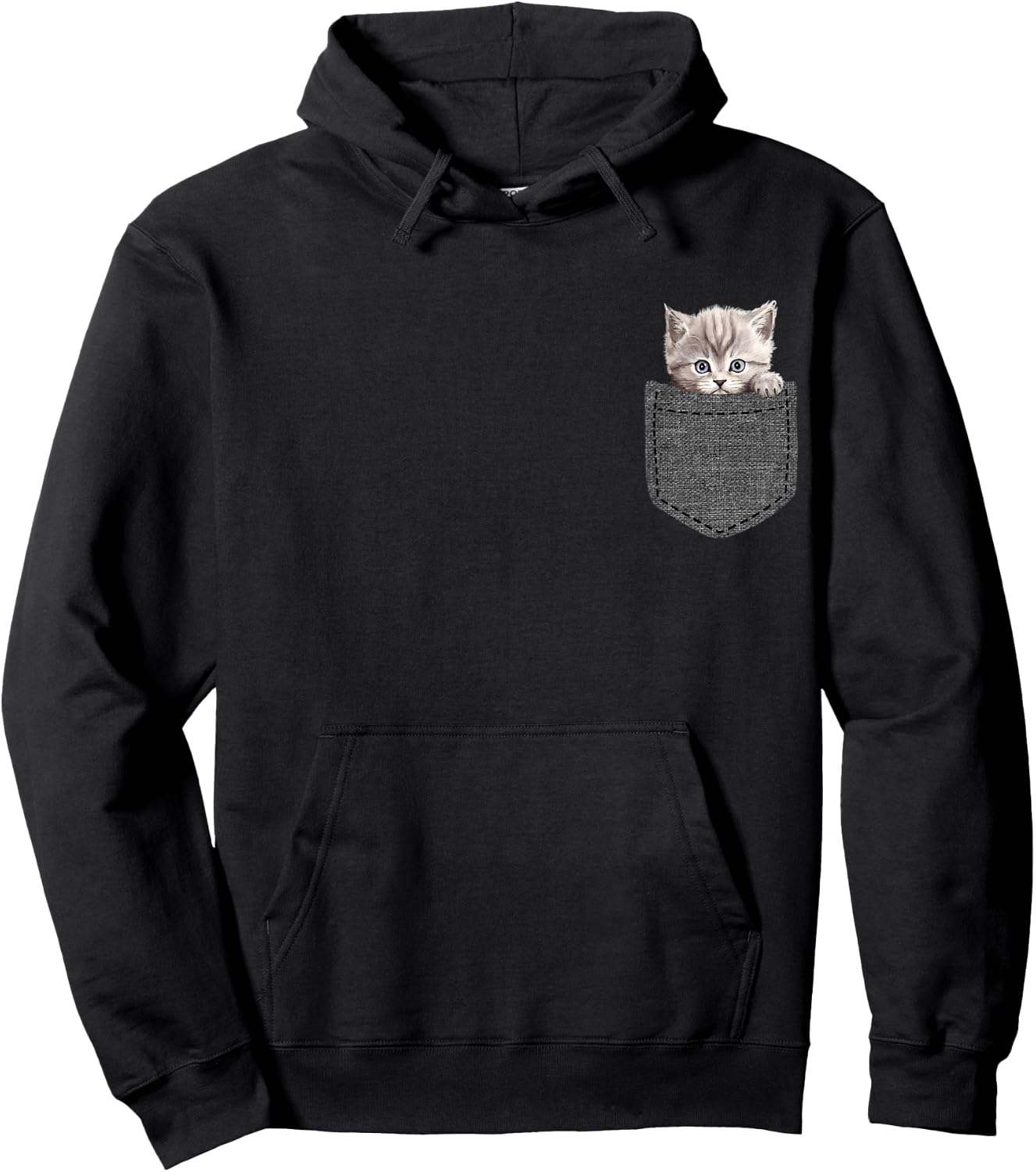 Cat in Pocket Hoodie - Hoodie | Black