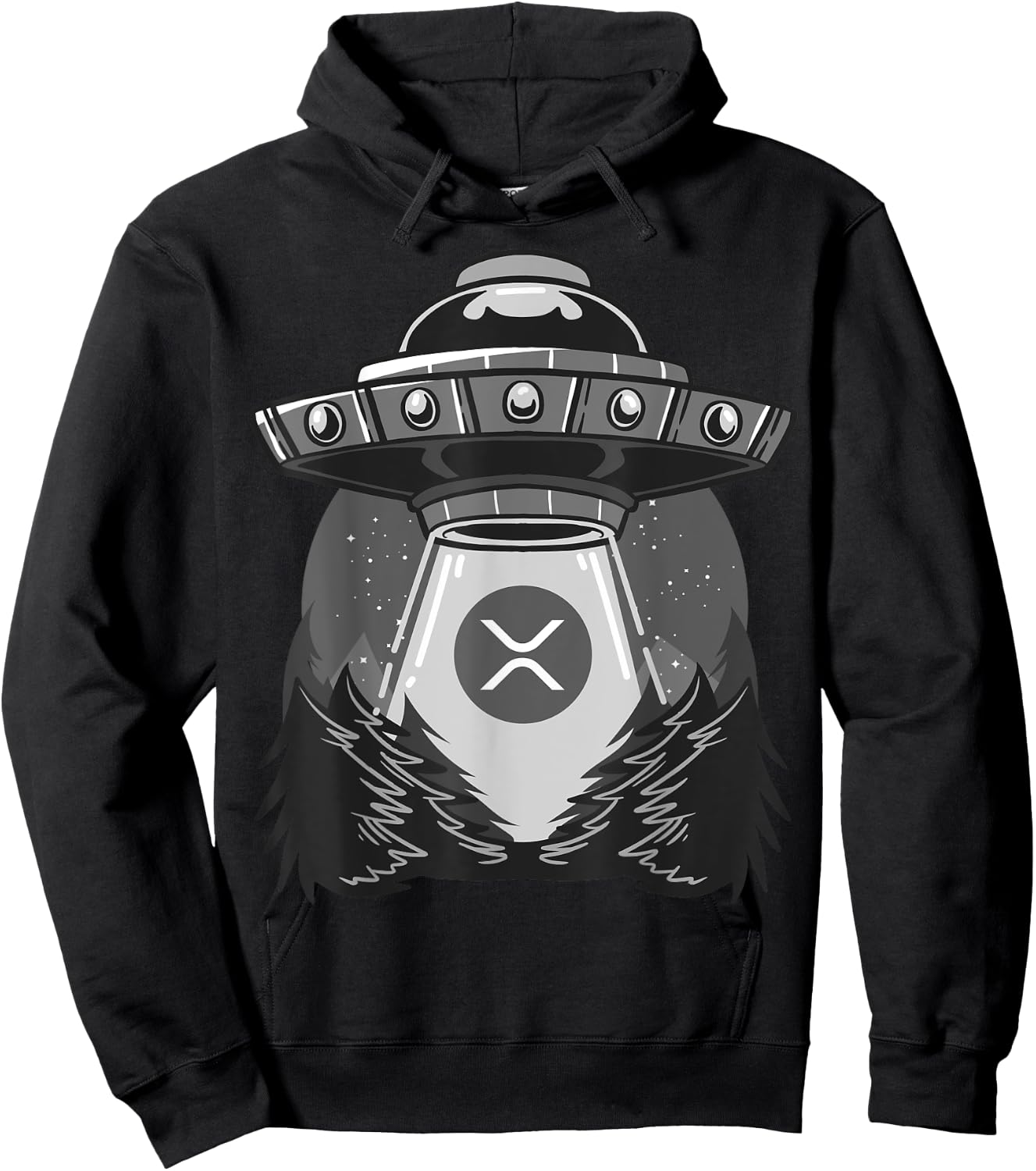 Spaceship UFO XRP Cryptocurrency Hoodie - Hoodie | Black